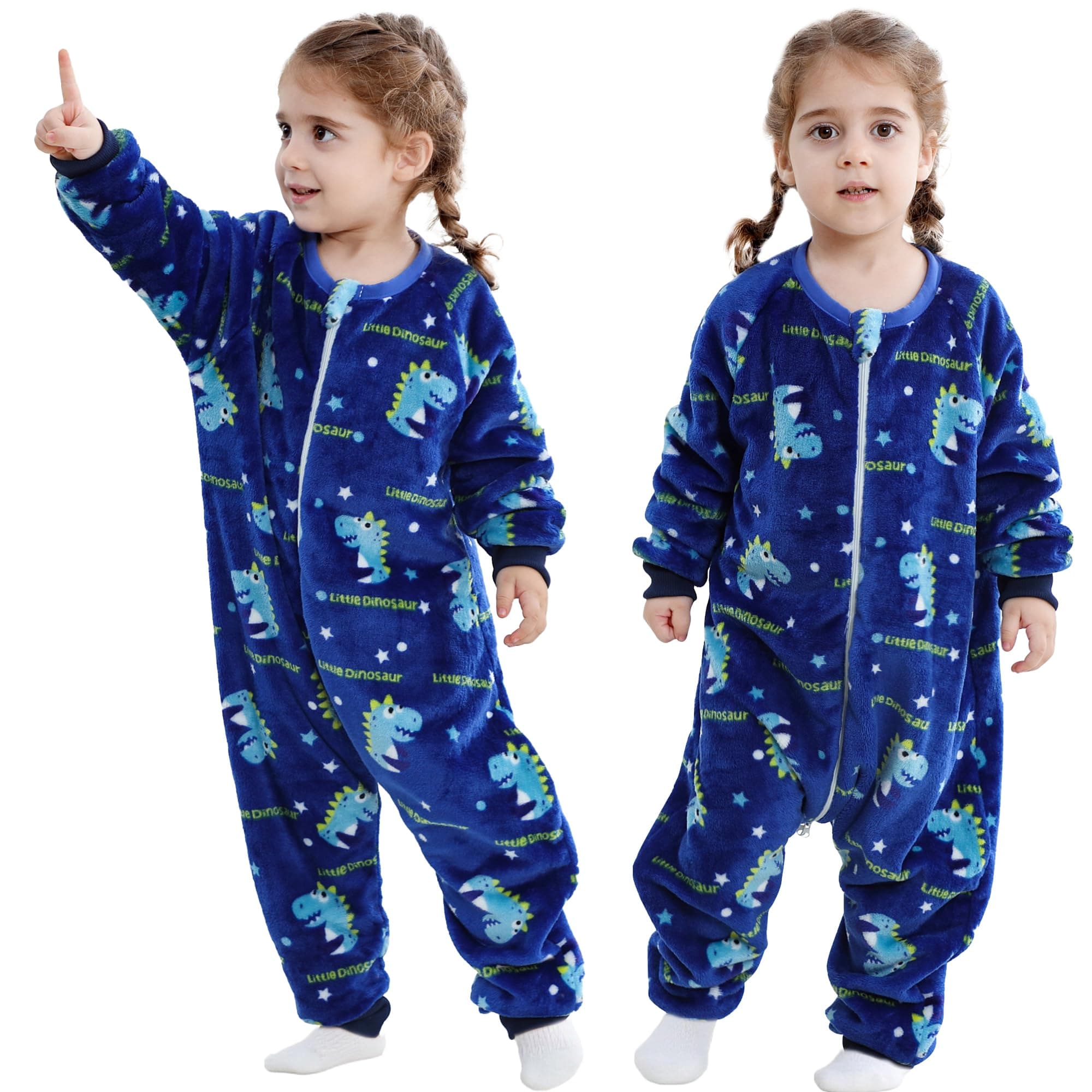 MICHLEY Toddler Flannel Sleeping Sack with Feet,Long Sleeve Baby Sleeping Bag 3-Way Zipper Super Warm Wearable Blankets for Girls & Boys 18-24Months