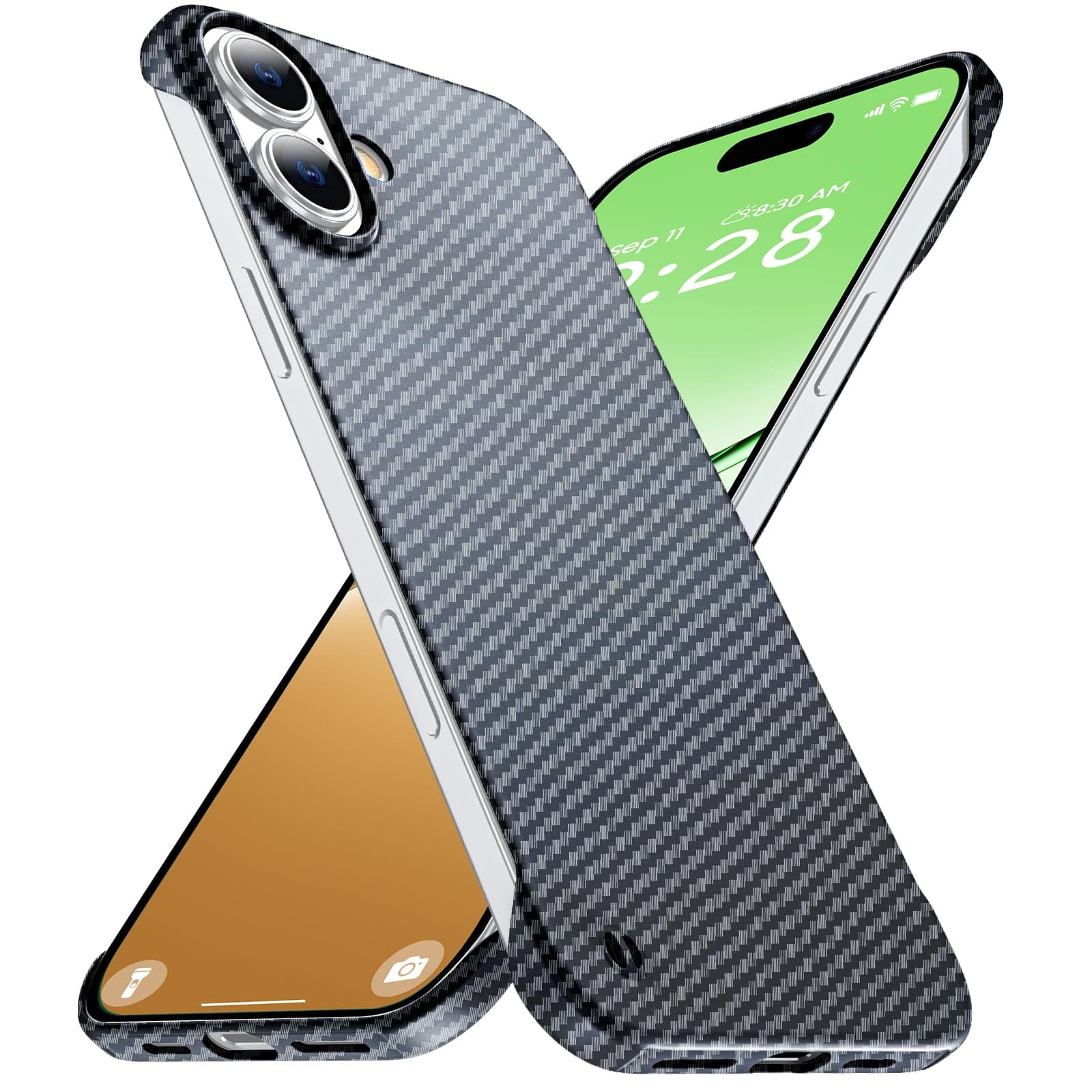 GRECAZO Ultra Thin Carbon Fiber Texture Case for iPhone 17, Black