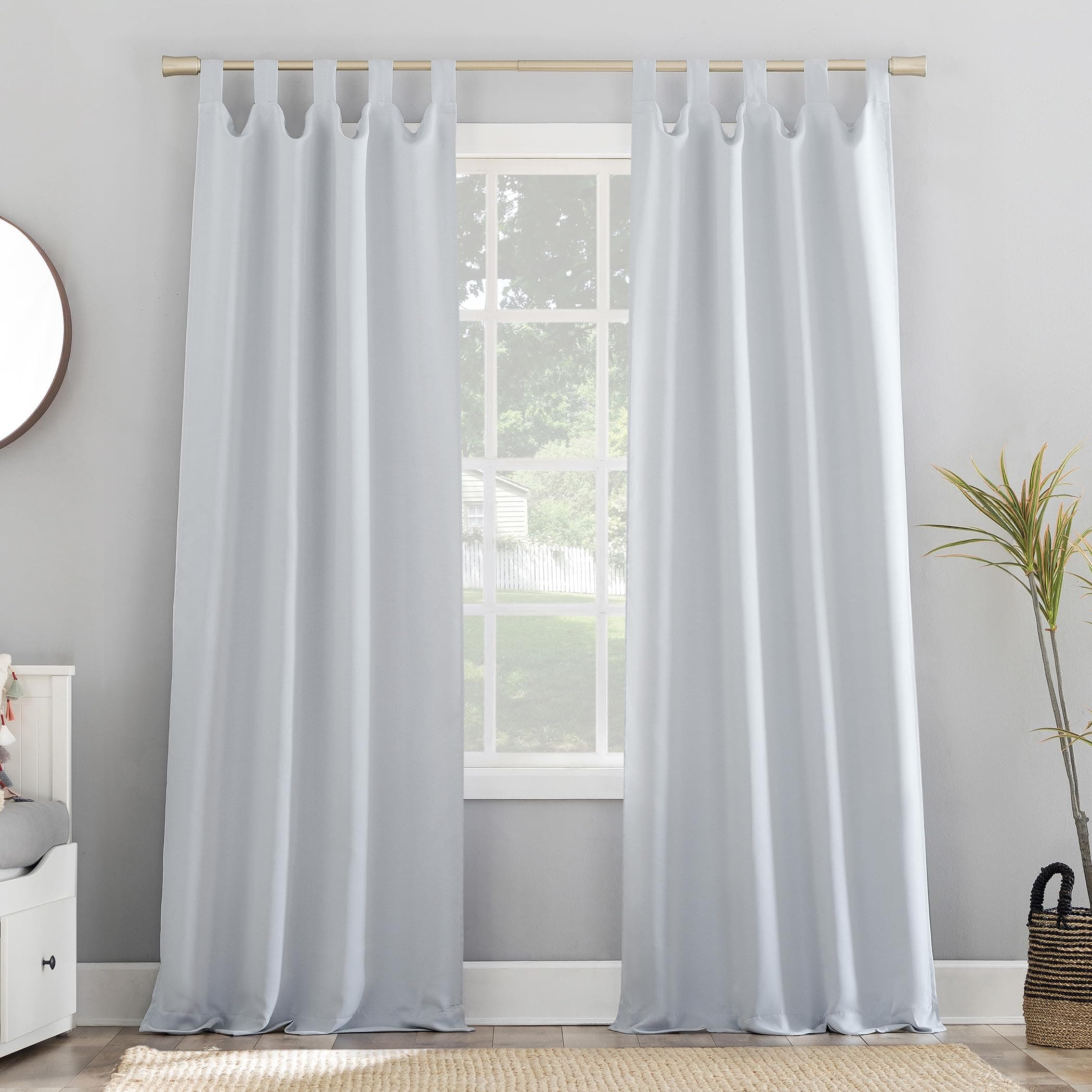 Sun Zero Easton Energy Saving Blackout Tab Top Curtain Panel, 40" x 63", Dove White