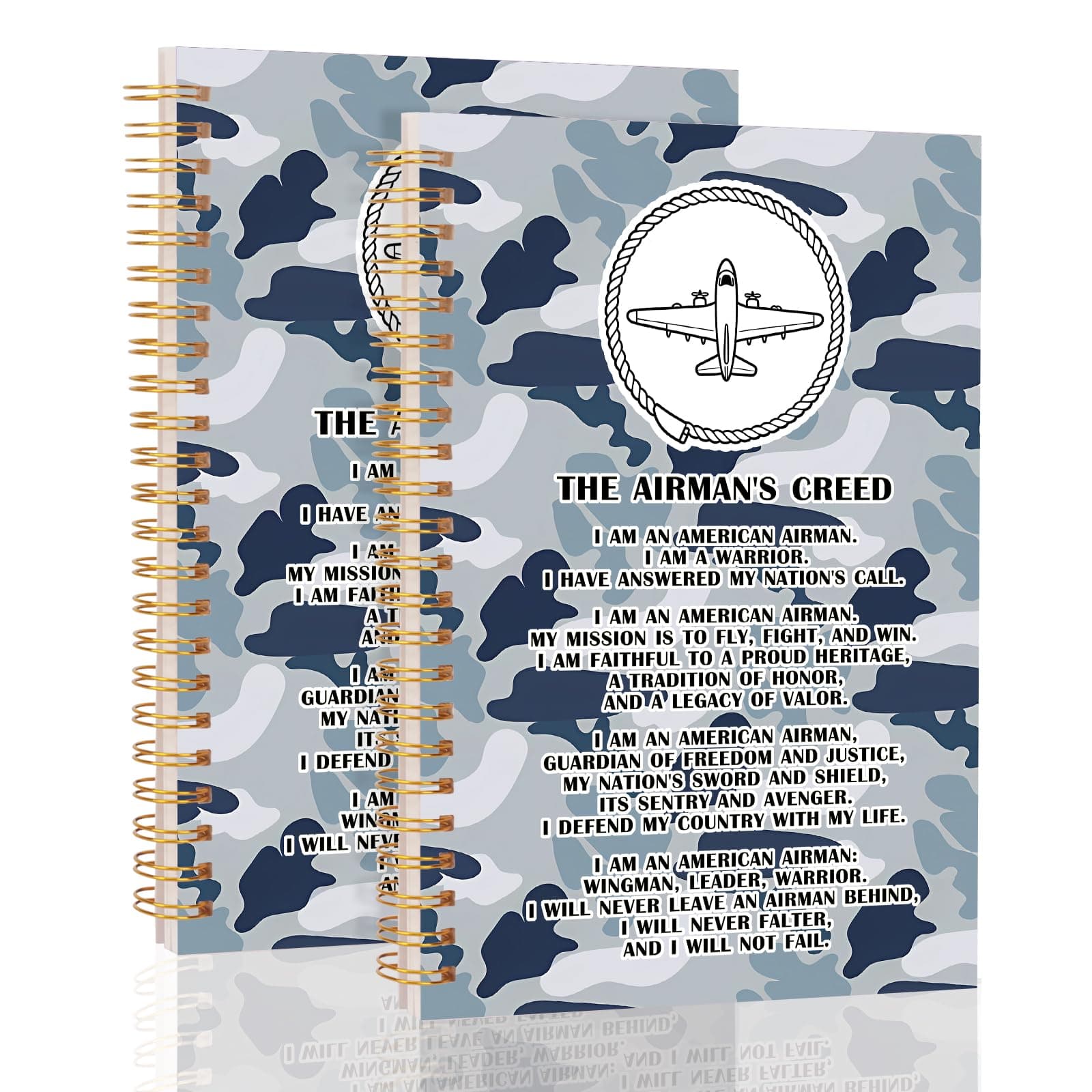 BNMBQKL 2Pcs Spiral Journal Notebook for Women Men, A5 Inspiring Journal with 100 Pages, College Ruled Hardcover Notebook for Office School, Military Gift Air Force Graduation Gift