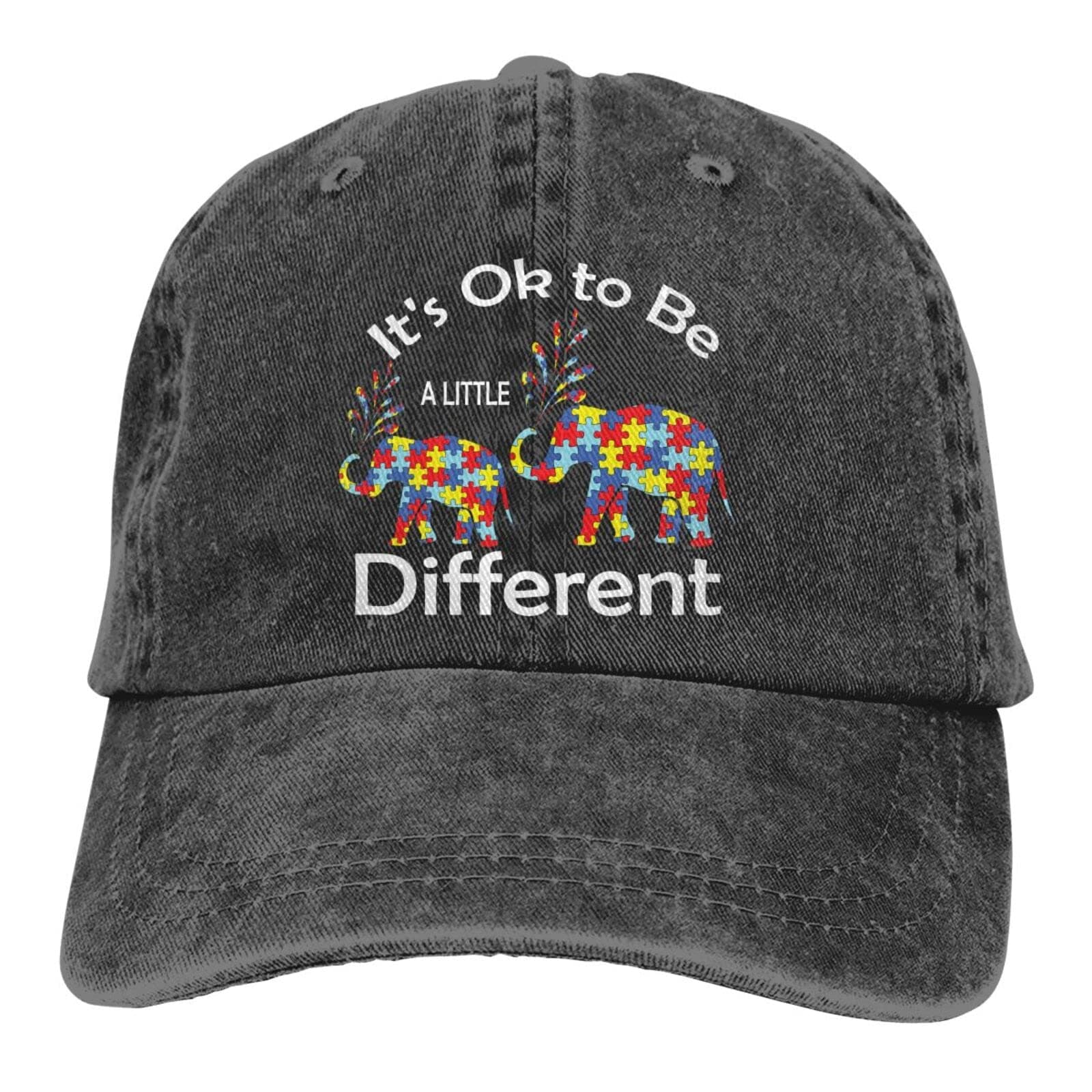 It's Ok to Be A Little Different Autism Awareness Unisex Double Buckle Adjustable Cowboy Personality Retro Cowboy Hat Vintage Adjustable Hip Hop Baseball Caps Trucker Hat