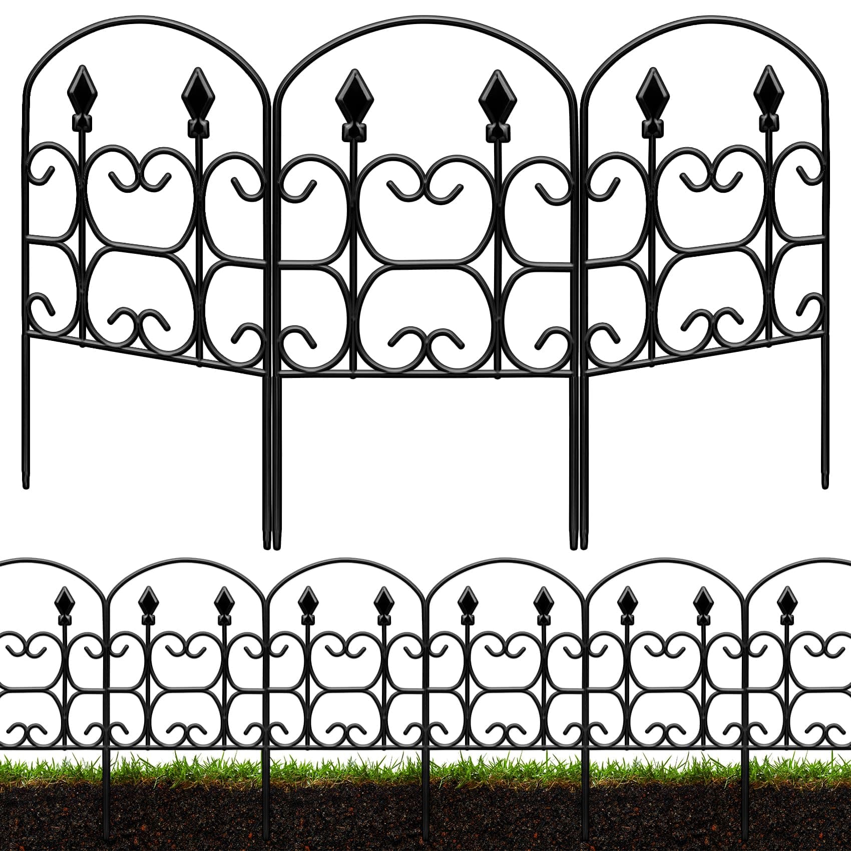 Garden Fence, 10.8ft (L) x 24.4in (H) Garden Fencing Rustproof Metal Wire Border Panel Fencing Animal Barrier, Decorative Garden Fence Flower Edging for Yard Patio Outdoor Decor