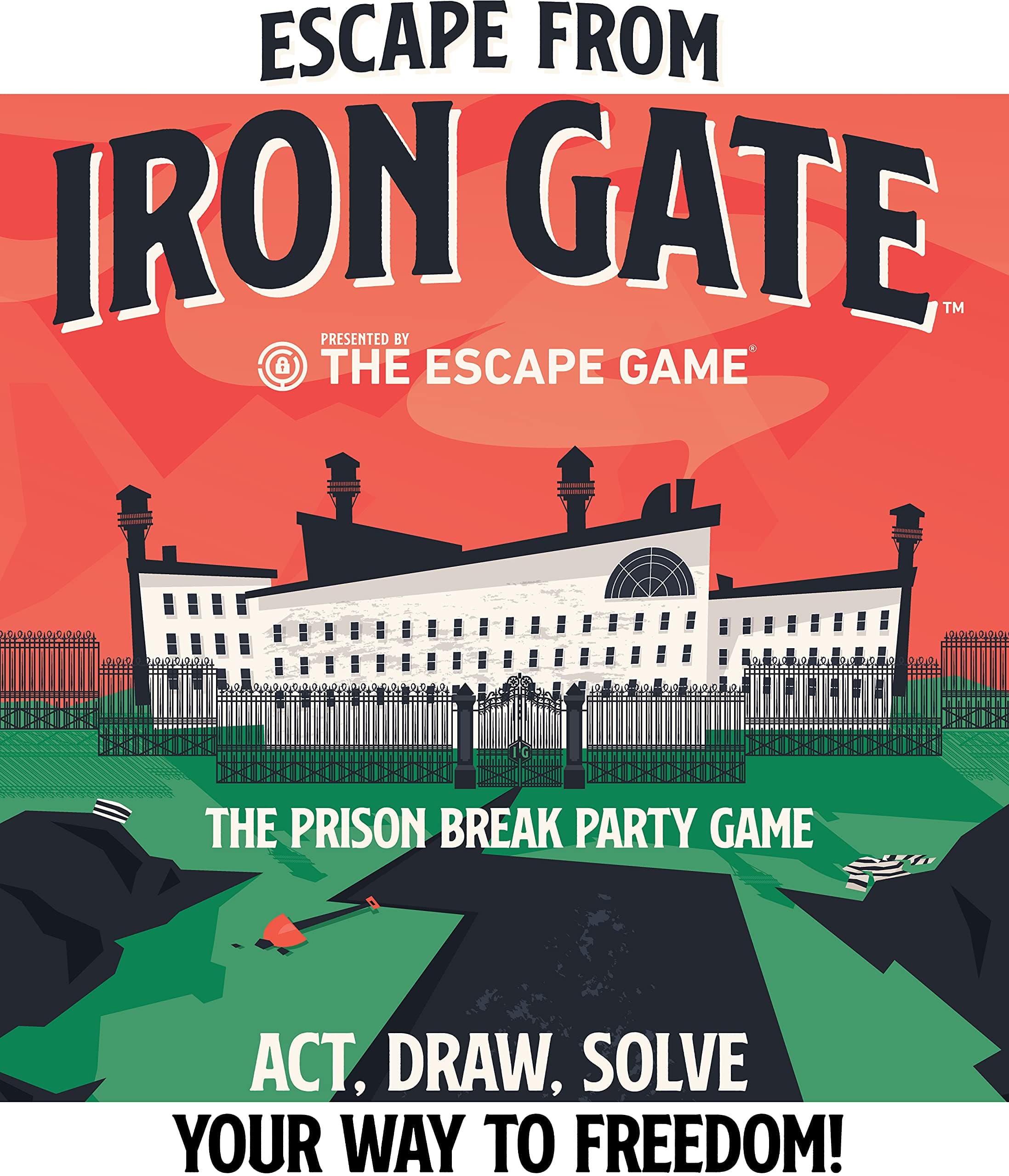 Pressman The Escape Game: Escape from Iron Gate - The Puzzle Completing, Drawing, Acting and Trading Prison Break Party Game, Multi Color