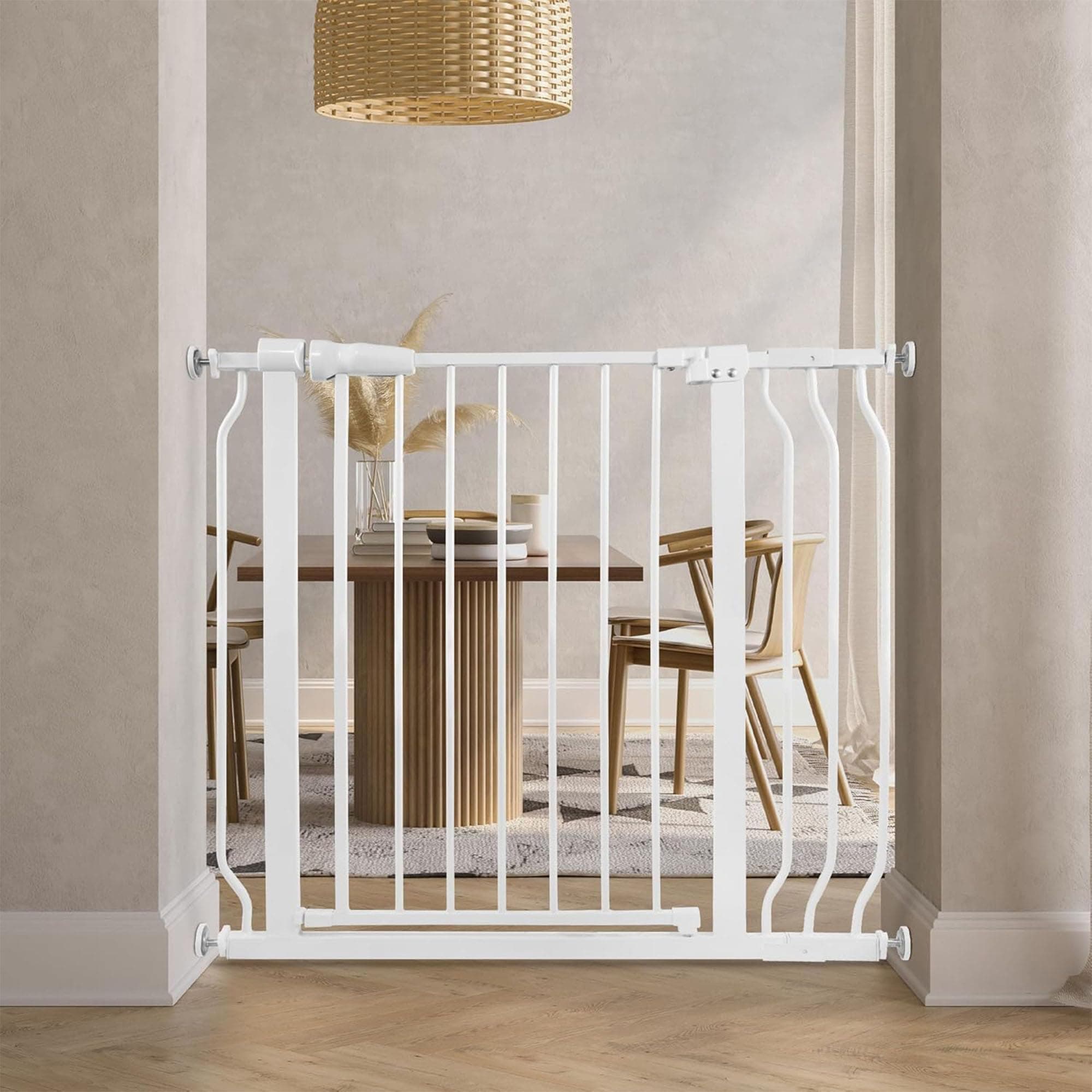 BalanceFrom Walk-Thru Safety Gate for Baby and Pets, Child Proof Fence for Doorways, Stairways, Hallways, 29.1" to 38.5" Opening, 30" Height, White
