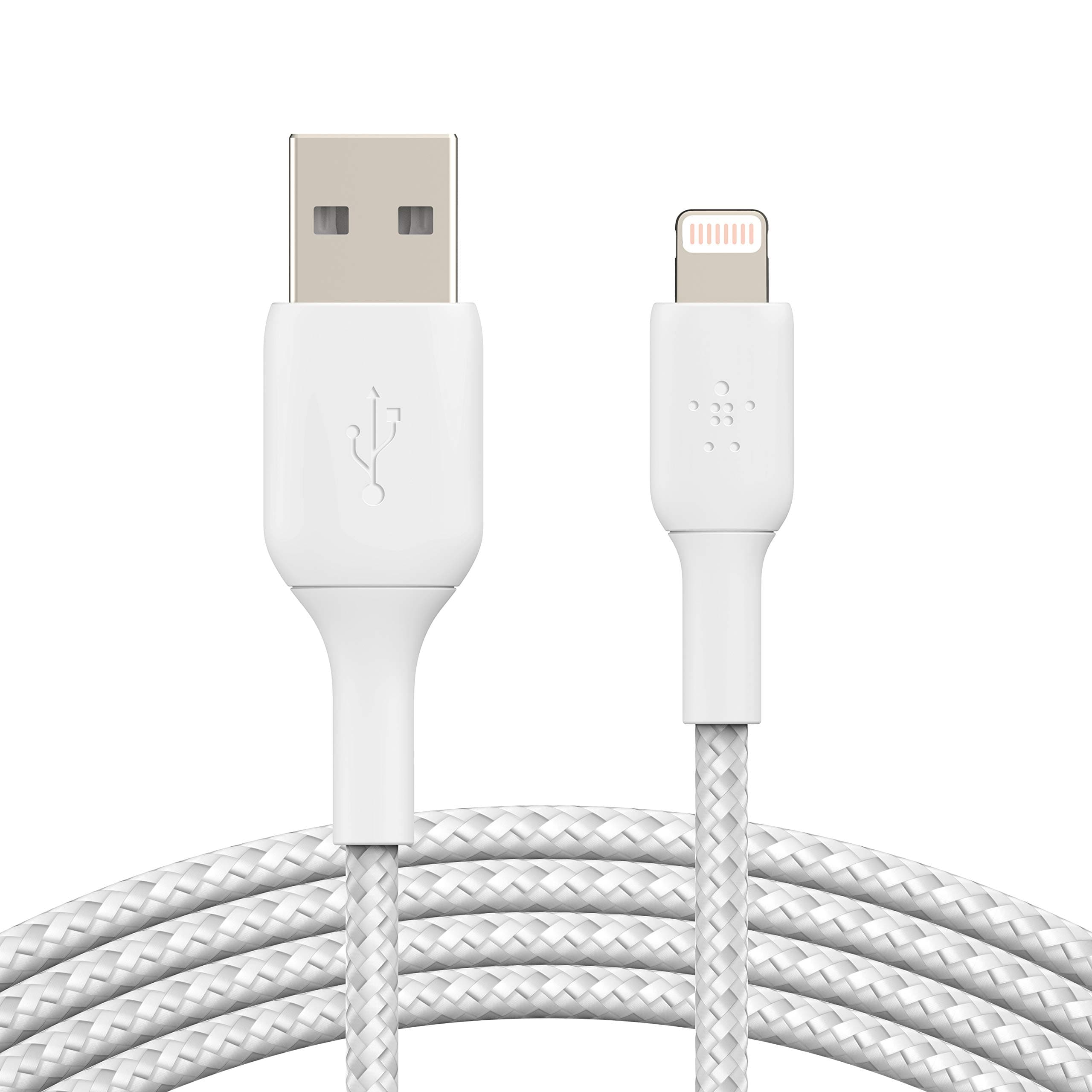 Belkin USB-A to ライトニングケーブル ブレイデッド編組 iPhone13 / 12 / SE / 11 / XR 対応 急速充電 超高耐久 MFi認証 2M ホワイト BOOST CHARGE↑ CAA002bt2MWH