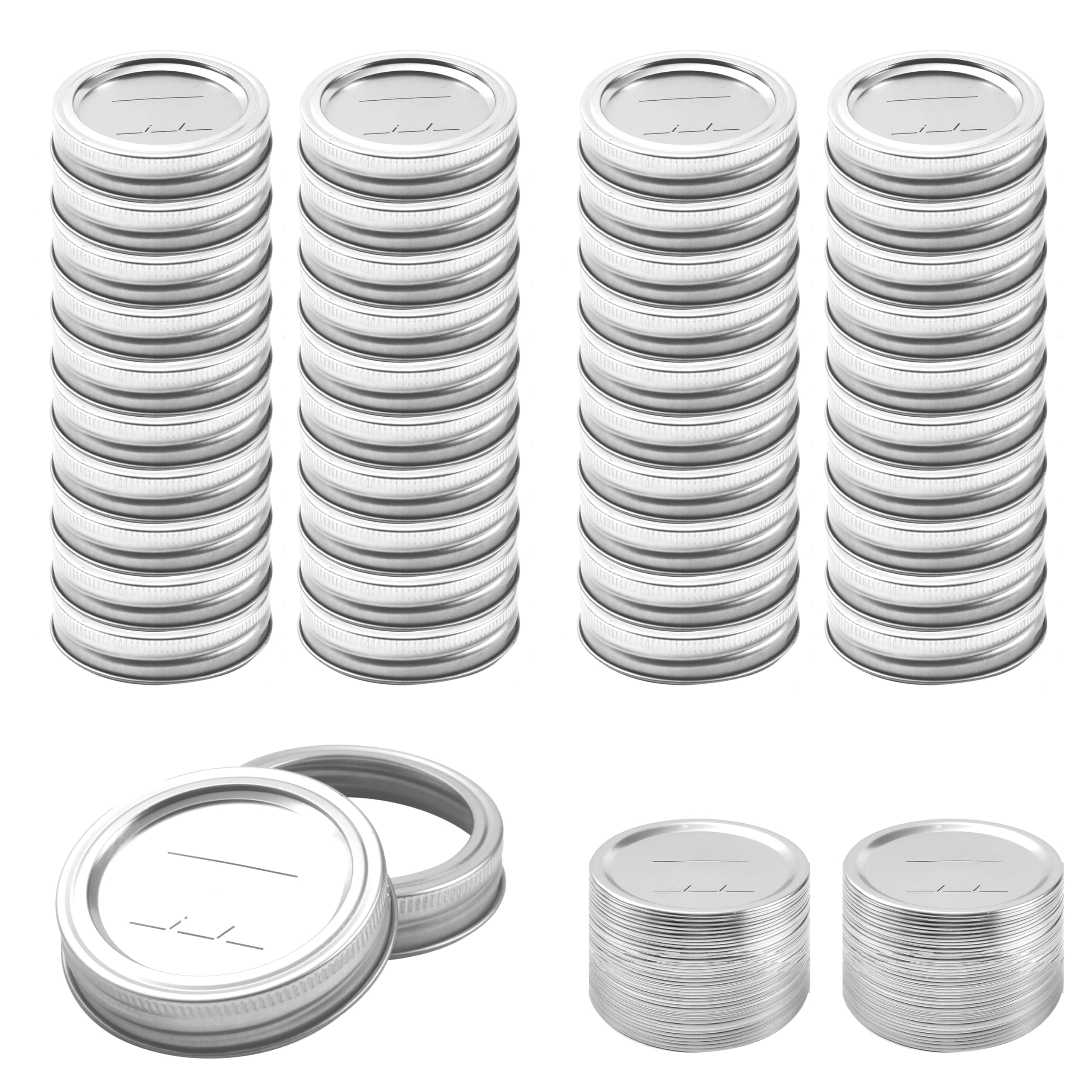 96Pcs/48 sets Canning Lids with Rings for Regular Mouth Canning Jars, Split-Type Metal Mason Jar Lids with Silicone Seals Rings Leak Proof and Secure for Regular Mouth Ball, Kerr Mason Jars (70 mm)