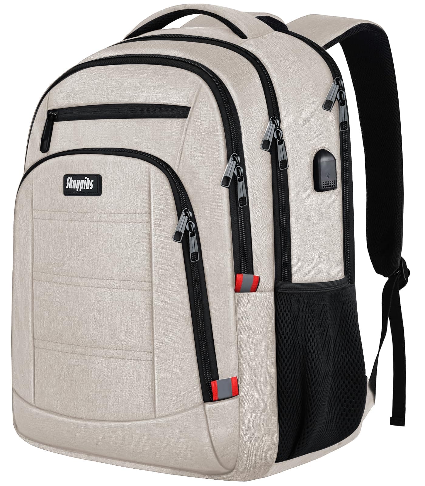 Skaypibs Backpack for Men Women, Travel Laptop Backpack 15.6 Inch, College School Bookbag with USB Charging Port, A5-beige, 15.6, Modern