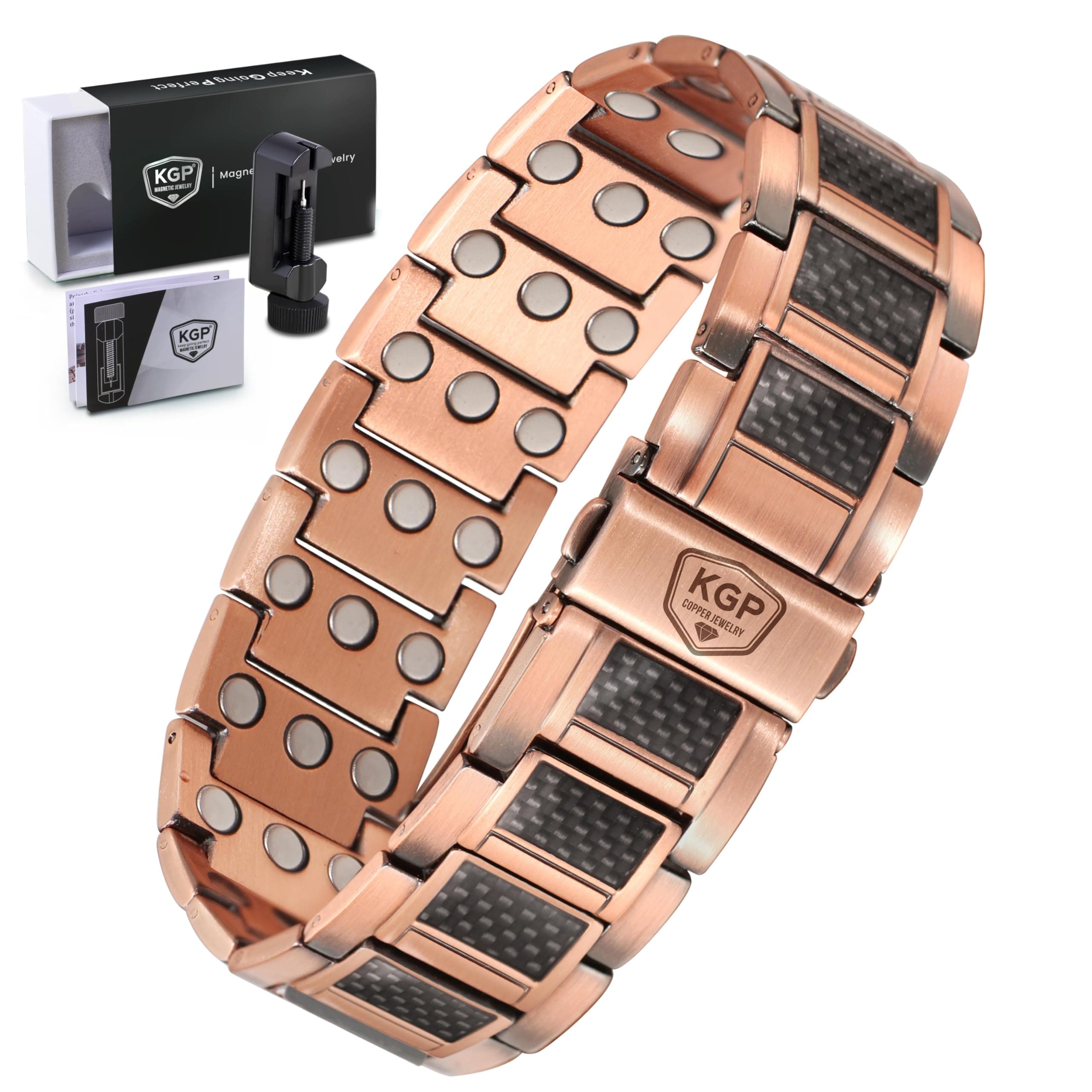 KGP® Mens Magnetic Adjustable 99.99% Pure Copper Bracelet