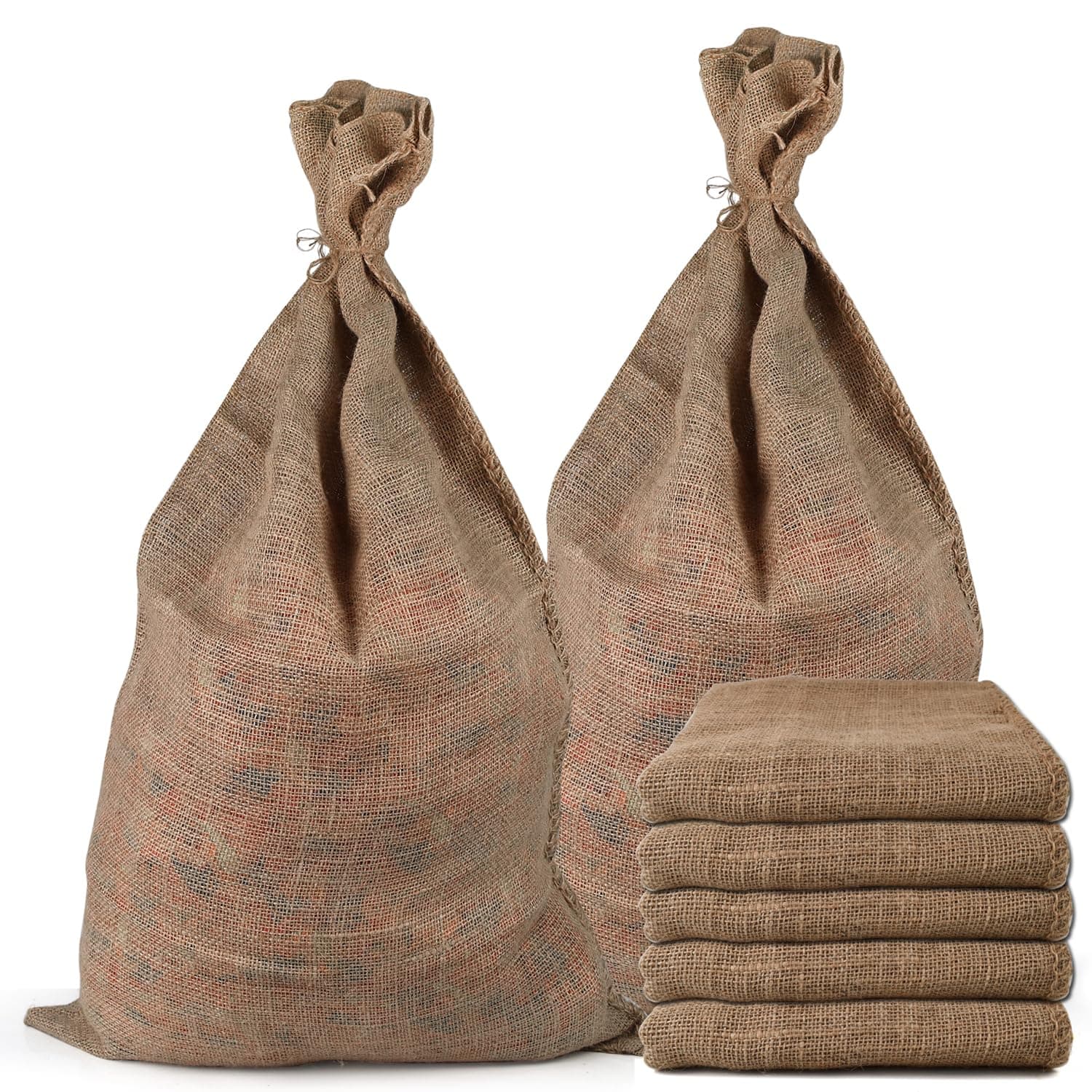 HAMBOLY 5 Packs Large Burlap Bags 24" x 40" Potato Sacks Reusable Storage Bags Races Game Bags