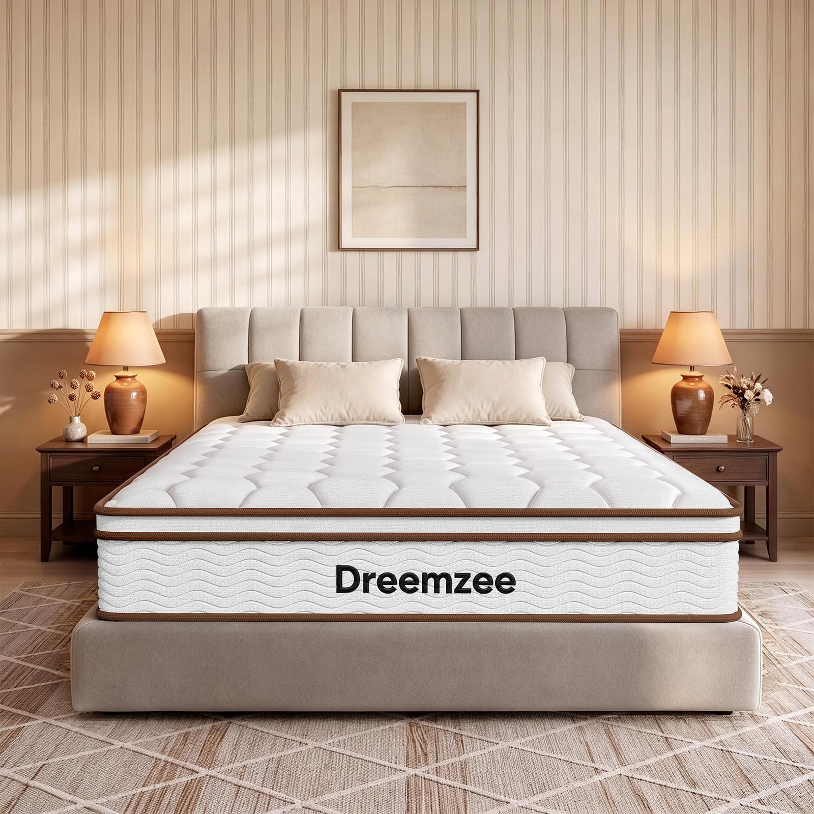 Dreemzee Queen Size Mattress, 14 Inch Hybrid Gel Memory Foam Matelas in a Box, Pocket Spring for Motion Isolation, Medium Firm, CertiPUR-US & Oeko-Tex, 10-Year Warranty & 365-night Sleep Trial