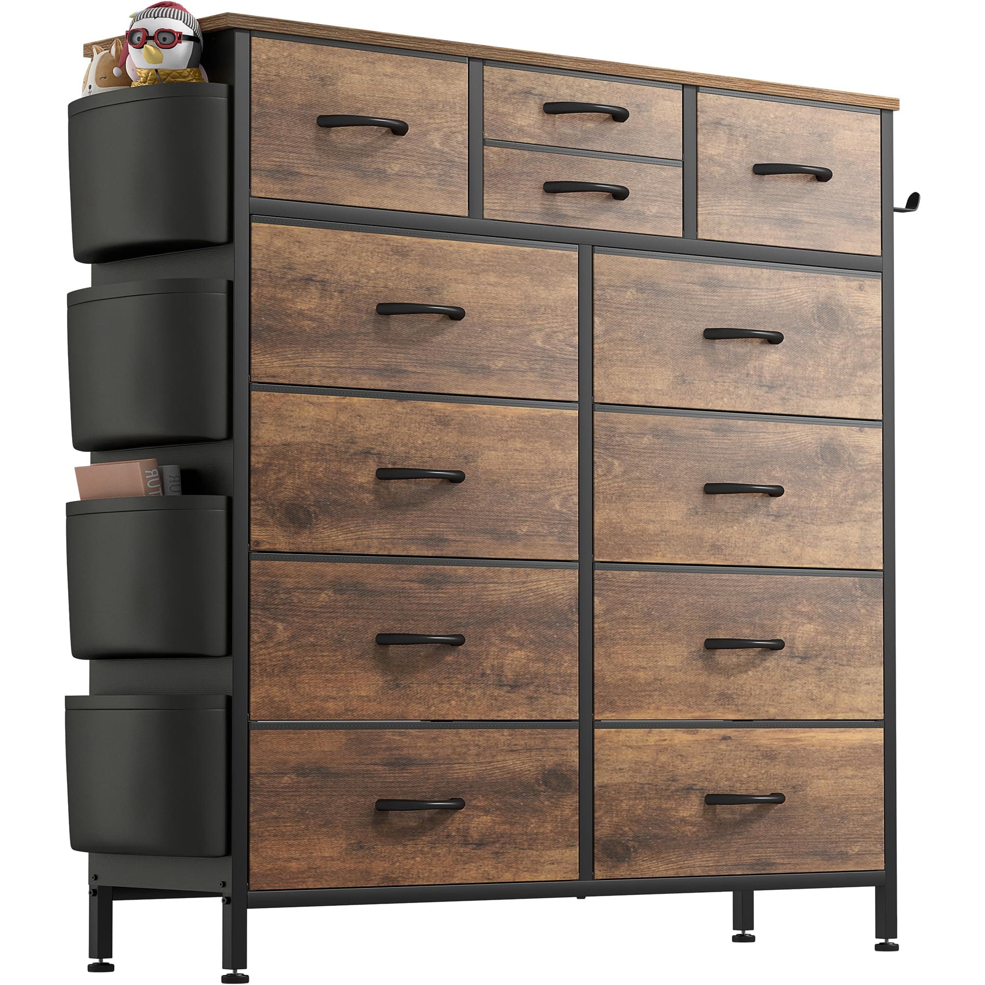 Buluri Chest of Drawers with 12 Fabric Drawers, Tall Dresser for Bedroom