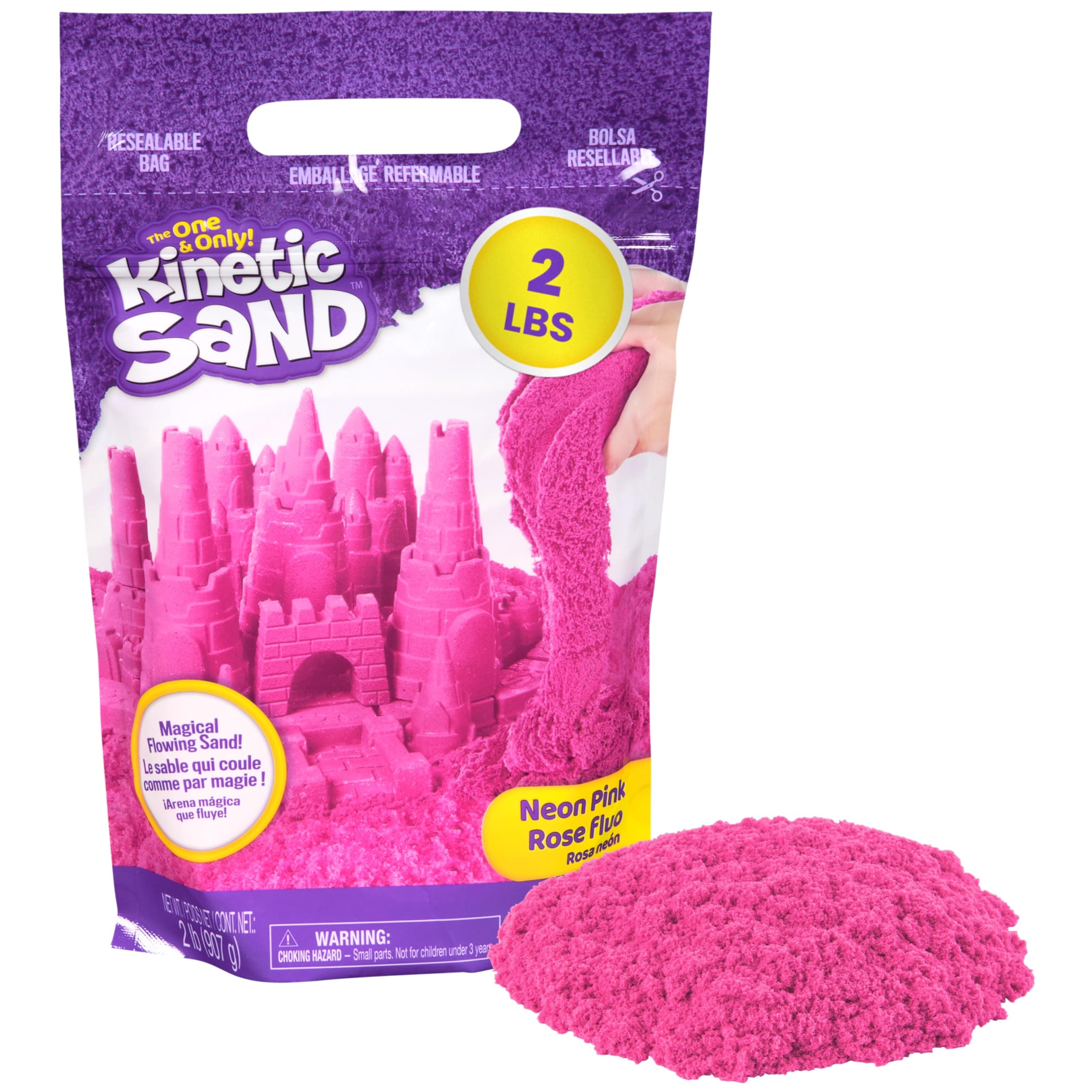 Kinetic Sand 2lb Pink, Moldable Play Sand Sensory Toys, Ages 3+