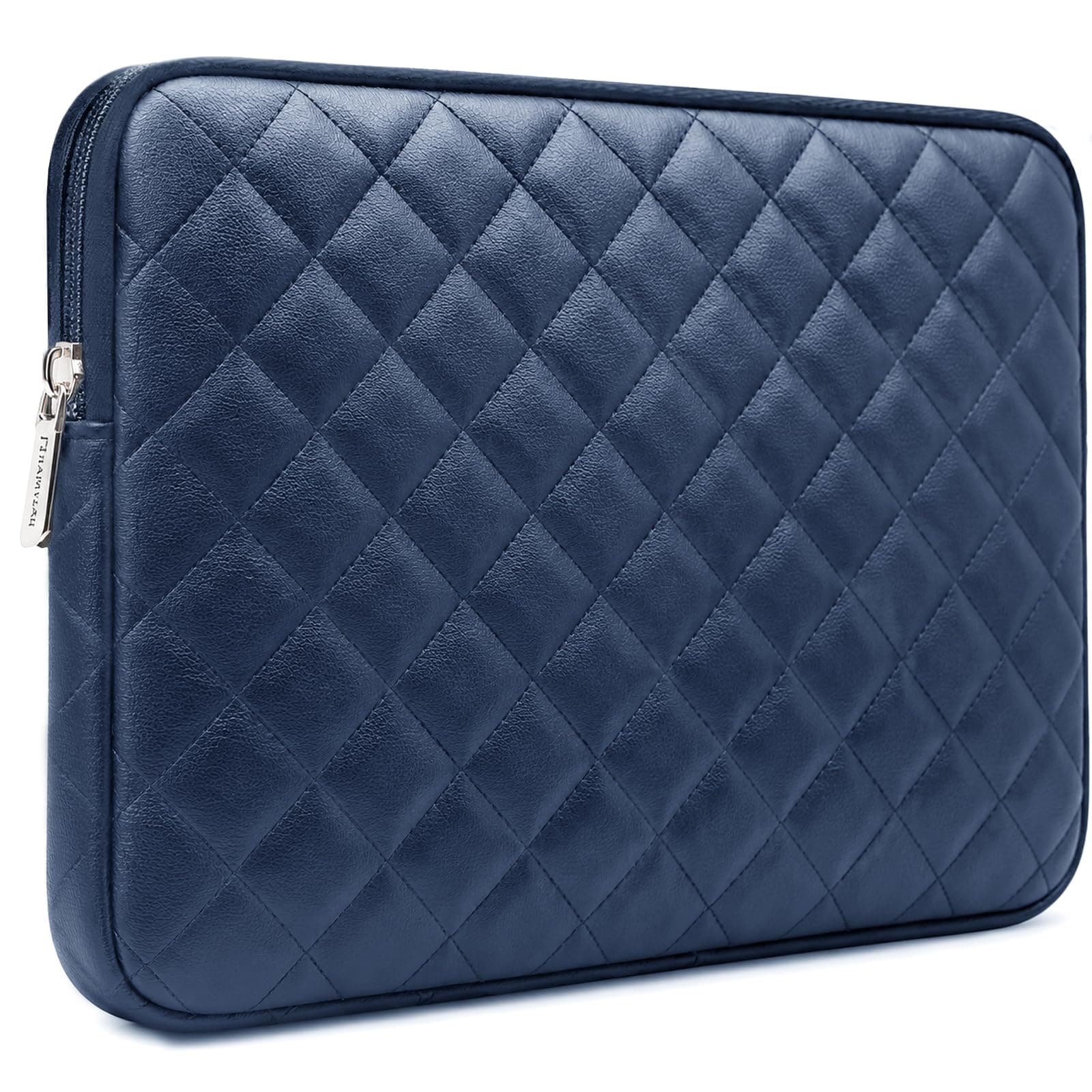 RAINYEAR 15.6 Inch Laptop Sleeve Diamond PU Leather Case, Navy Blue