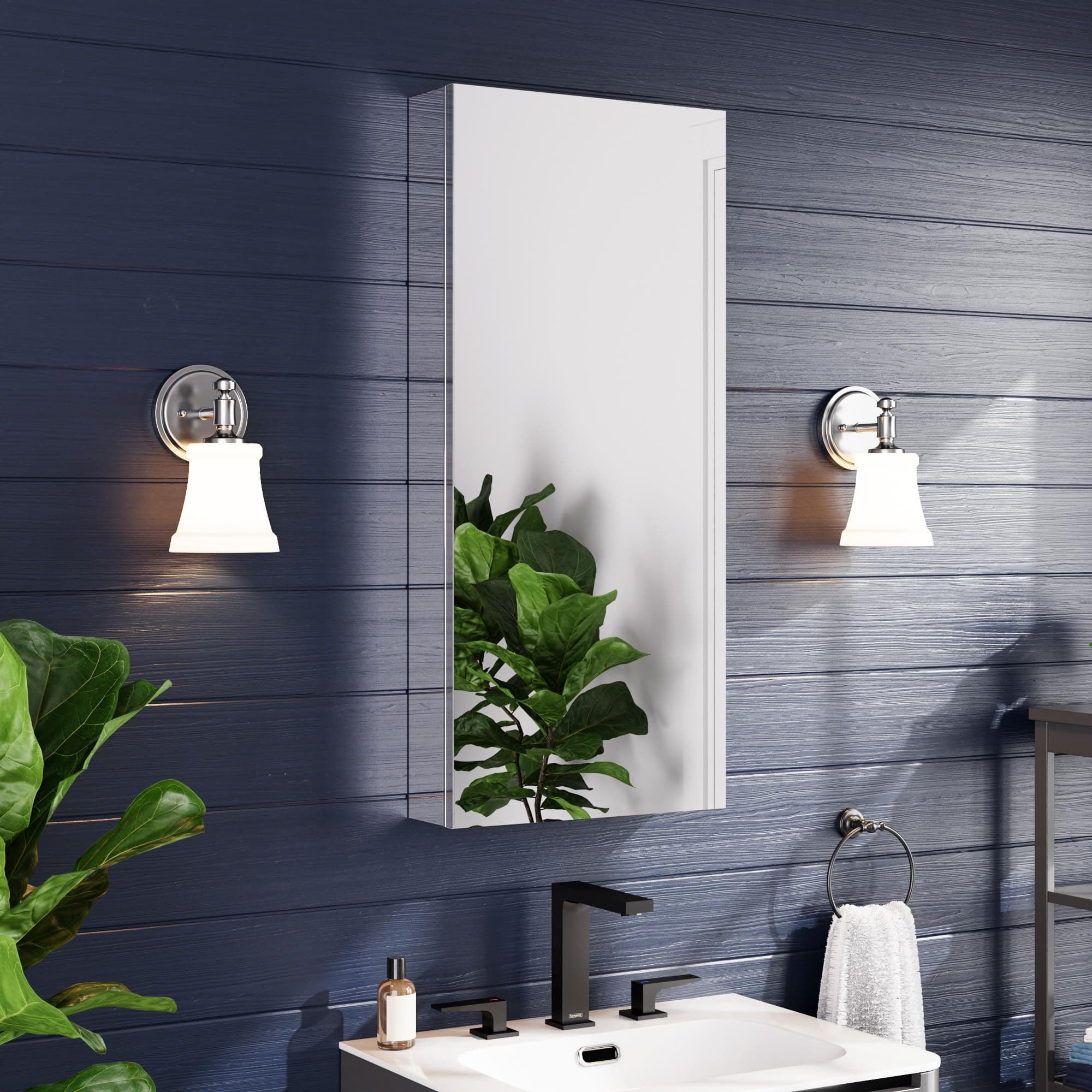 Bysimdon Medicine Cabinet 16" x 36", Bathroom Medicine Cabinet with Mirror