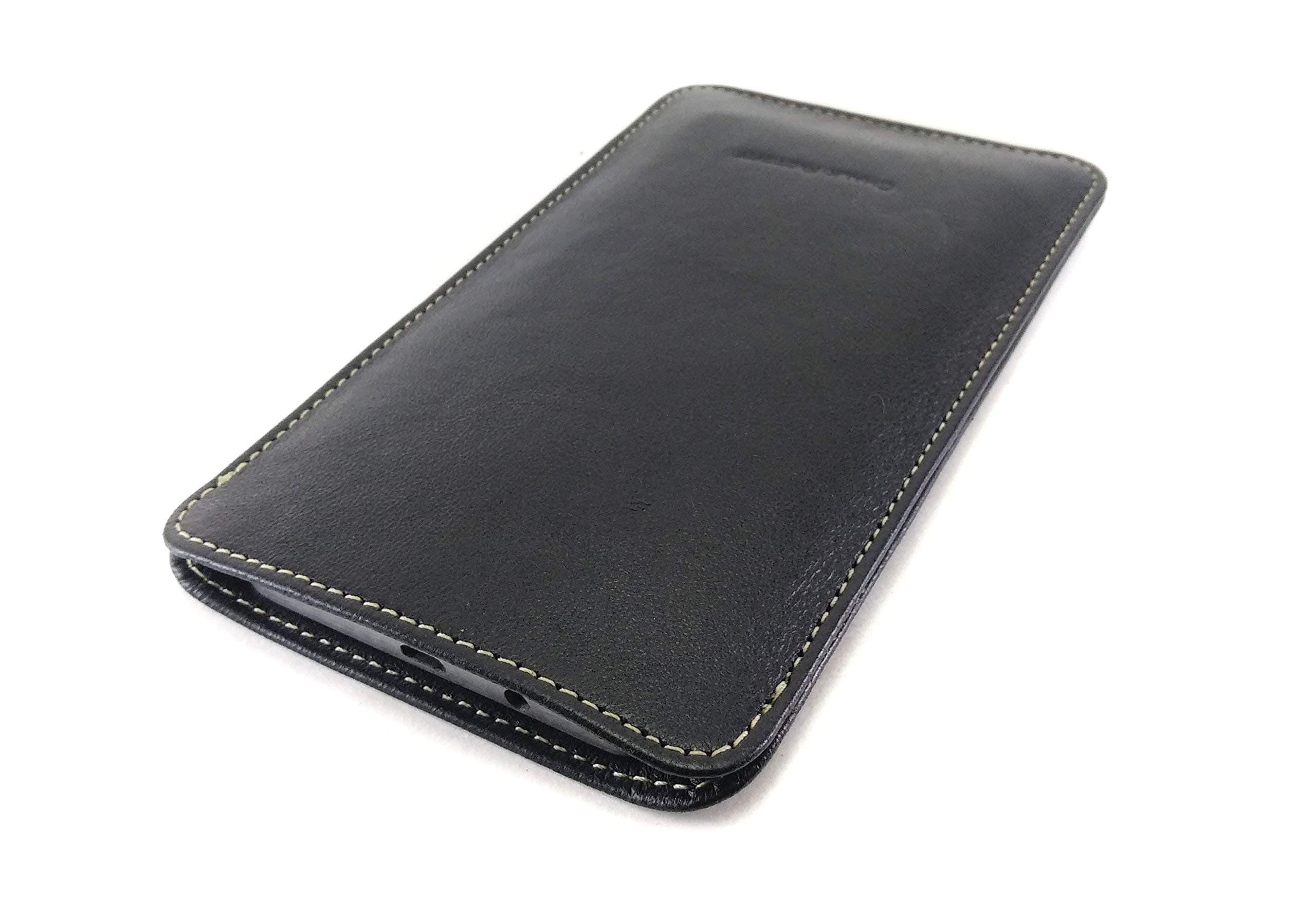 Chalk Factory Natural Leather Premium Mobile Case, Pouch for Apple iPhone 15 Pro Max Mobile Phone : M1 Black, Plain