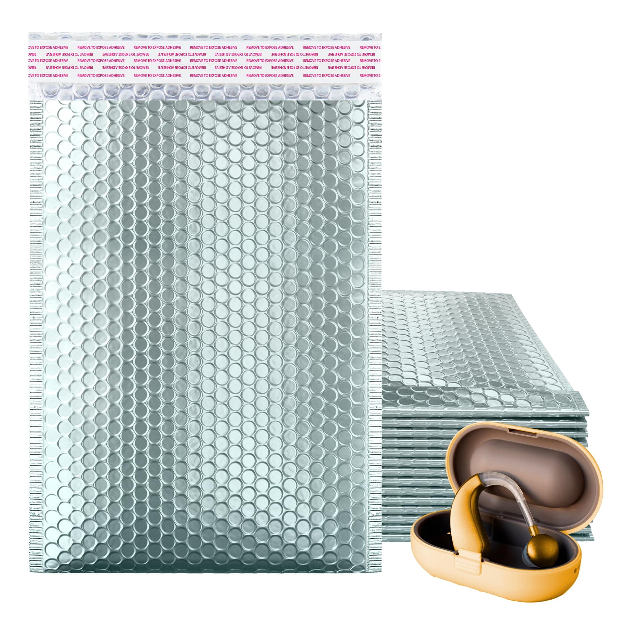 ABC PACK & SUPPLY Metallic Bubble Mailers 9.5 x 13.5 Inch Ice Blue, Self Seal Closure, 3/16 Inch Cushioning, Padded Shipping Envelopes Pack of 10