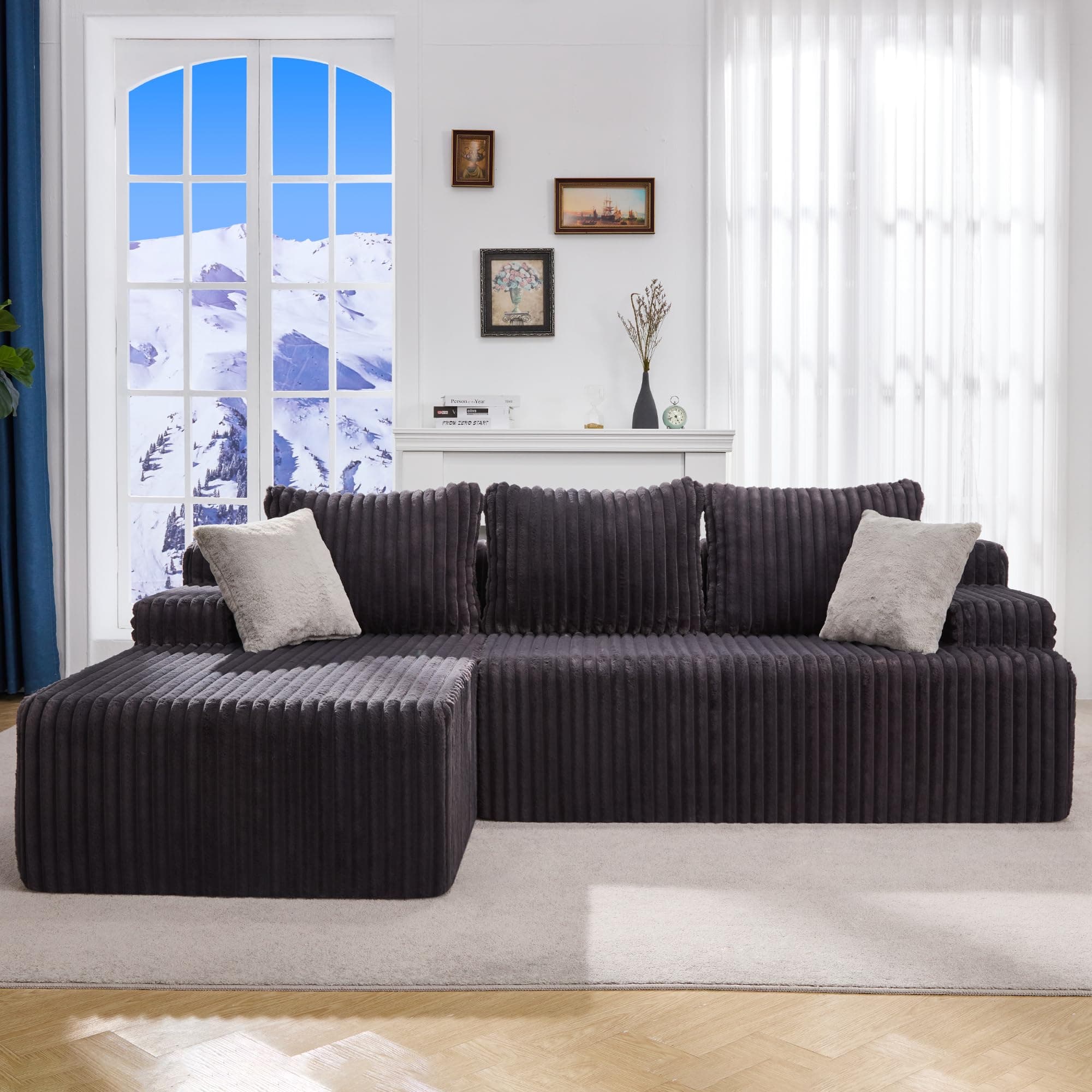 Hobestluk Boneless Couch Modular Sectional Sofa L-Shape Lounge Cloud Couch