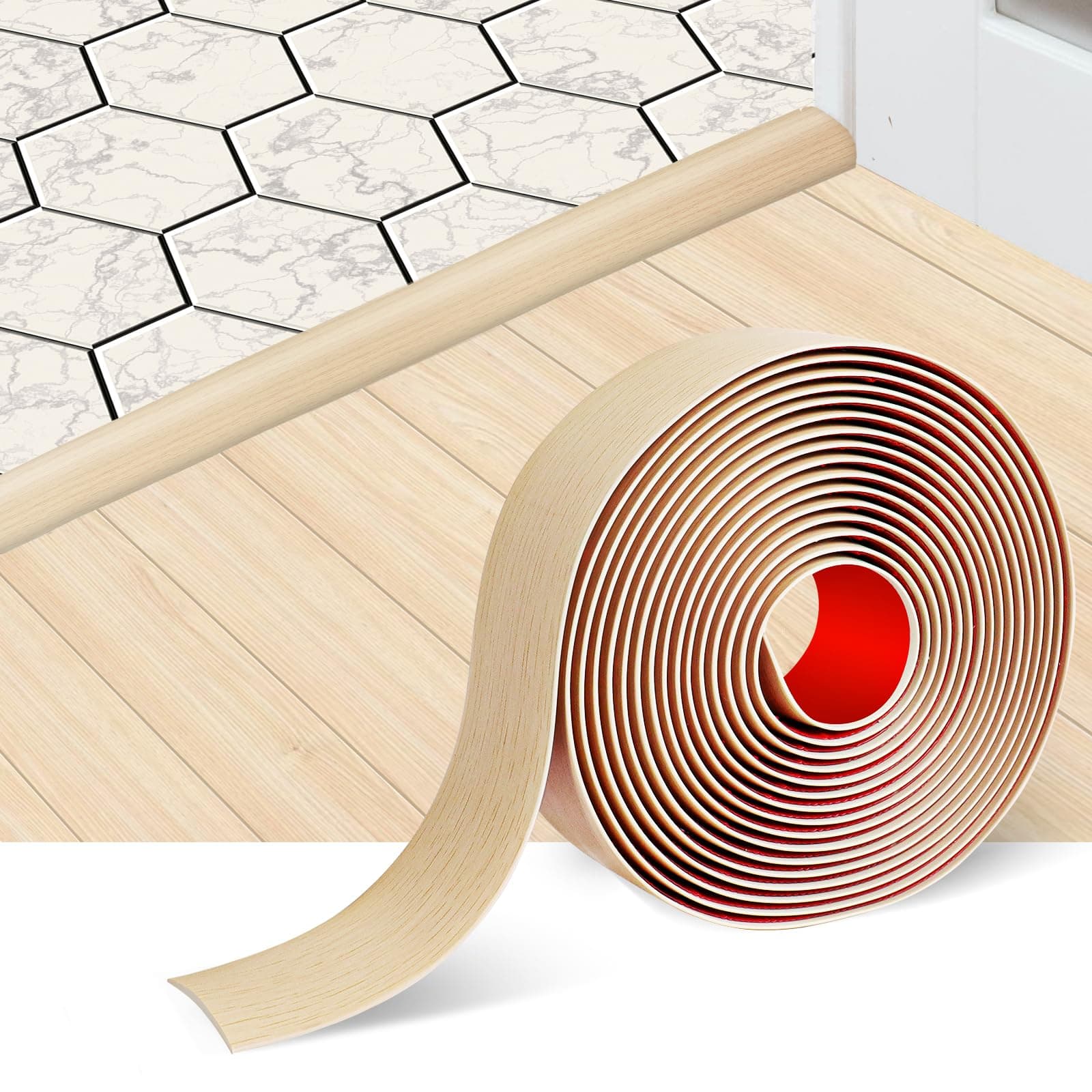 FONUNO Vinyl Floor Transition Strip Self Adhesive Threshold Strip 1.57" W