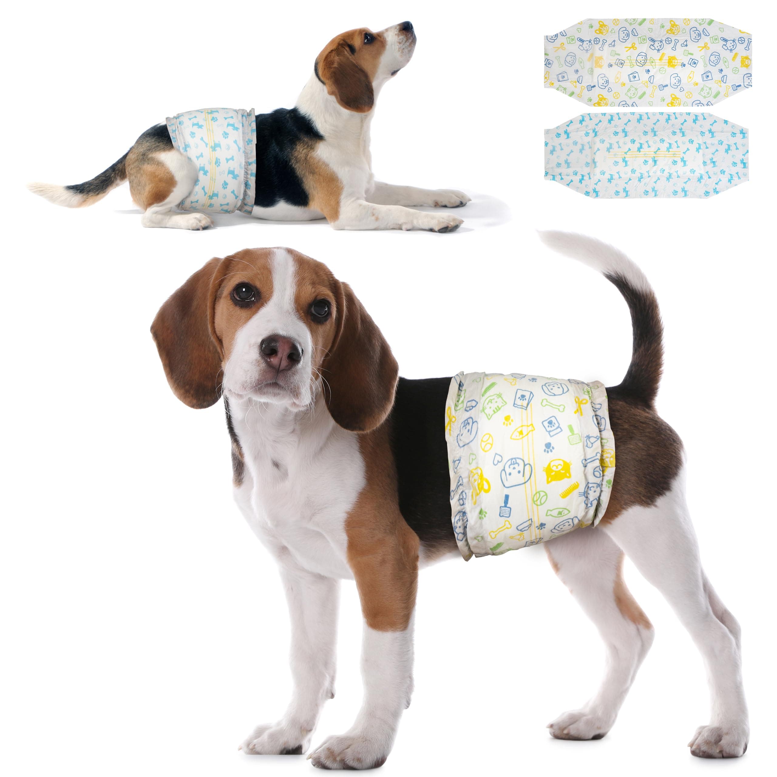 Dono Disposable Male Dog Diapers Dog Wraps Super Absorbent Soft Pet Diapers, Including Four Sizes, Extra Small, Small, Medium, Large, Diapers Wetness Indicator-48pcs (L-48 Count)