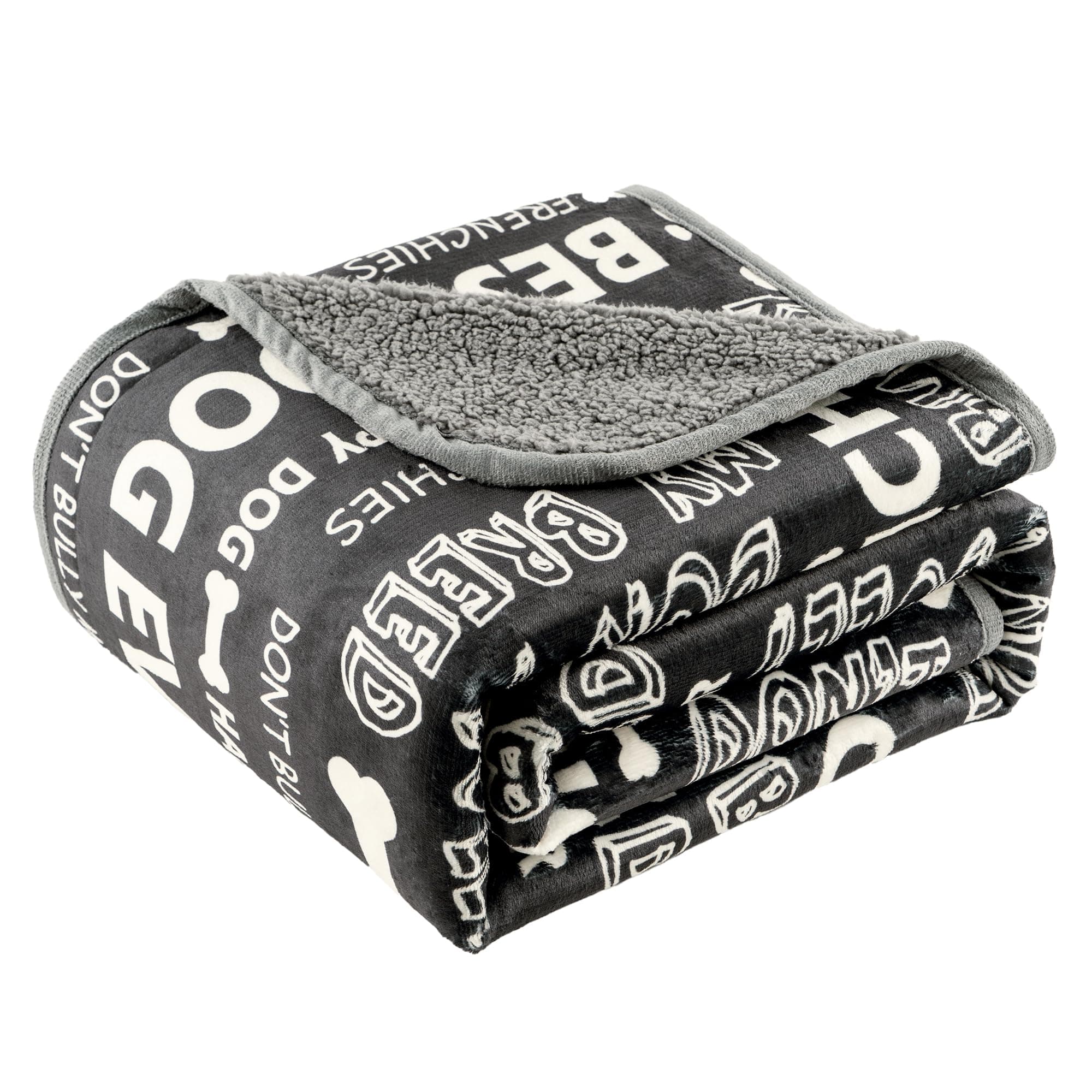 CAPT.SNOOZE Waterproof Dog Blanket for Couch Bed (Letters, 60"x80")