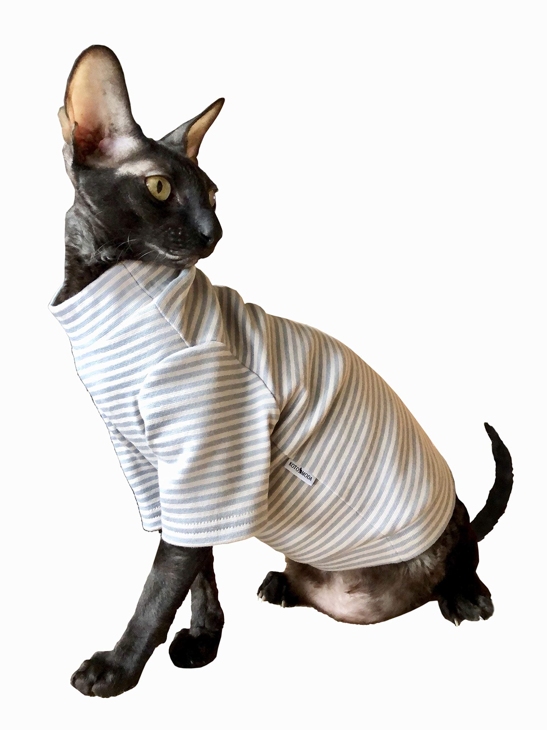 Kotomoda Cat's Warm Sweater with Long Sleeves and Grey Light Stripes (L)