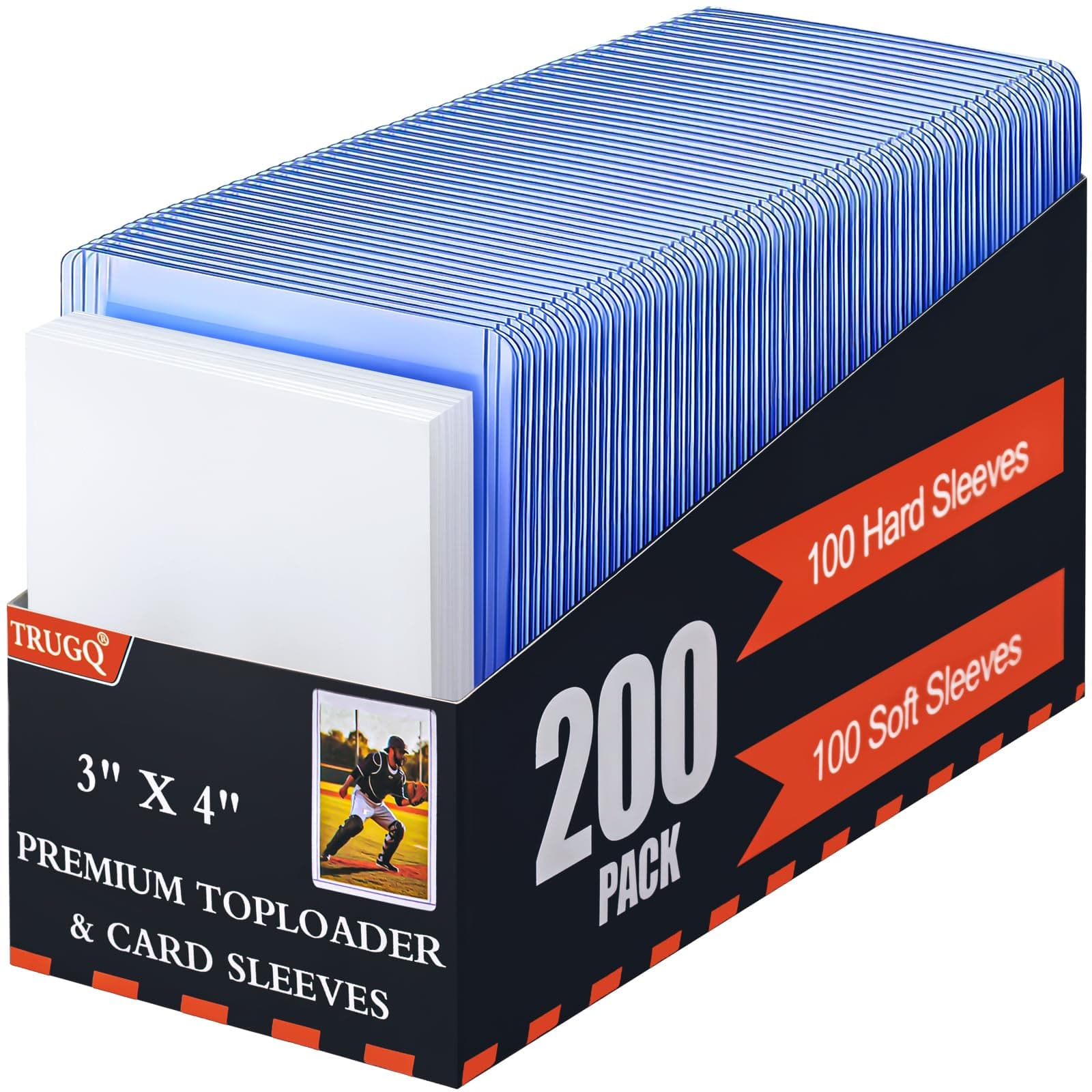 TRUGQ 3"x4" Toploaders Card Protectors,100 Hard Holders + 100 Soft Sleeves