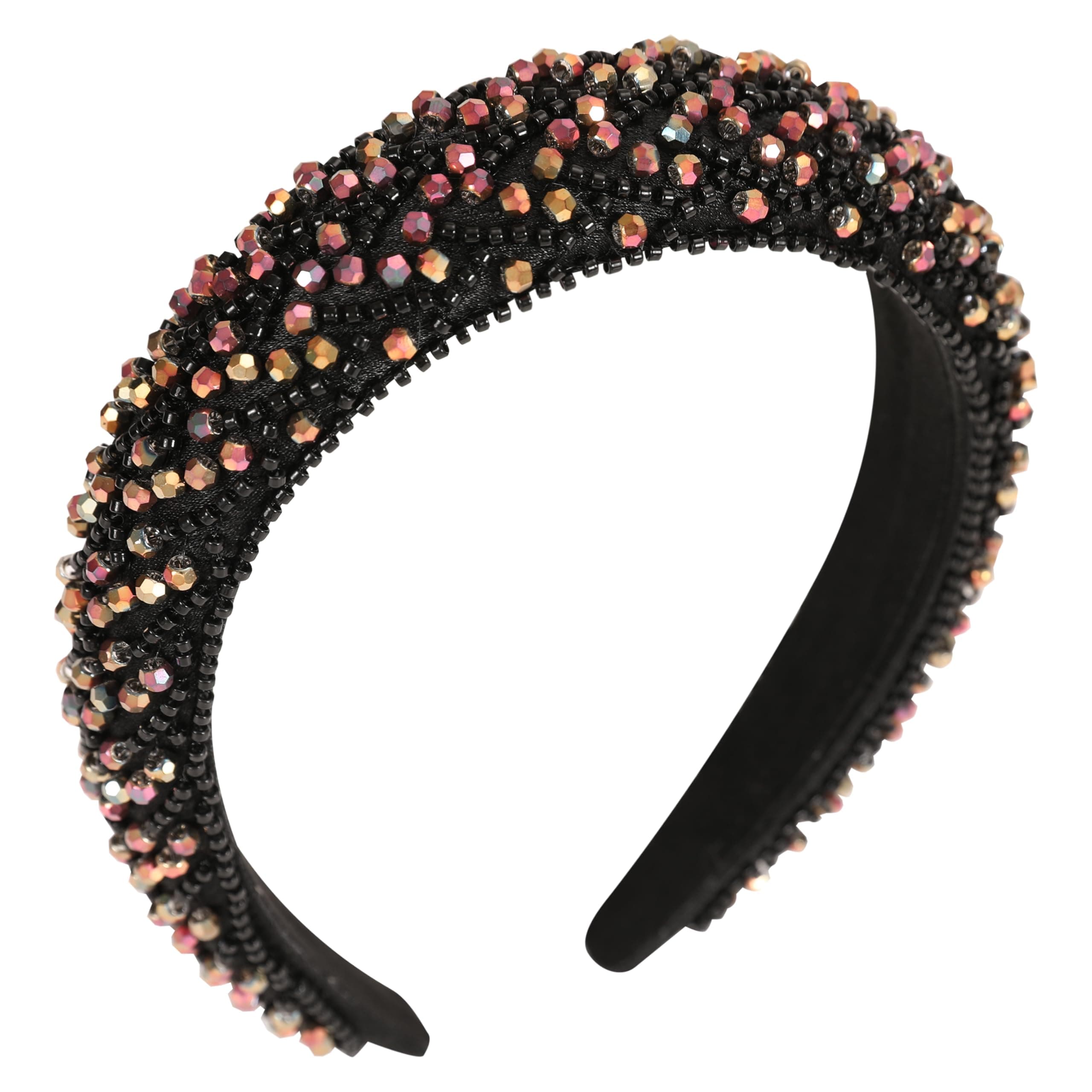 Gmmidea Beaded Sequin Headbands for Women Girls Fashion Sparkly Crystal Rhinestone Headband Padded Glitter Dressy Hairband Fancy Birthday Prom Wedding Jeweled Hair Accessories