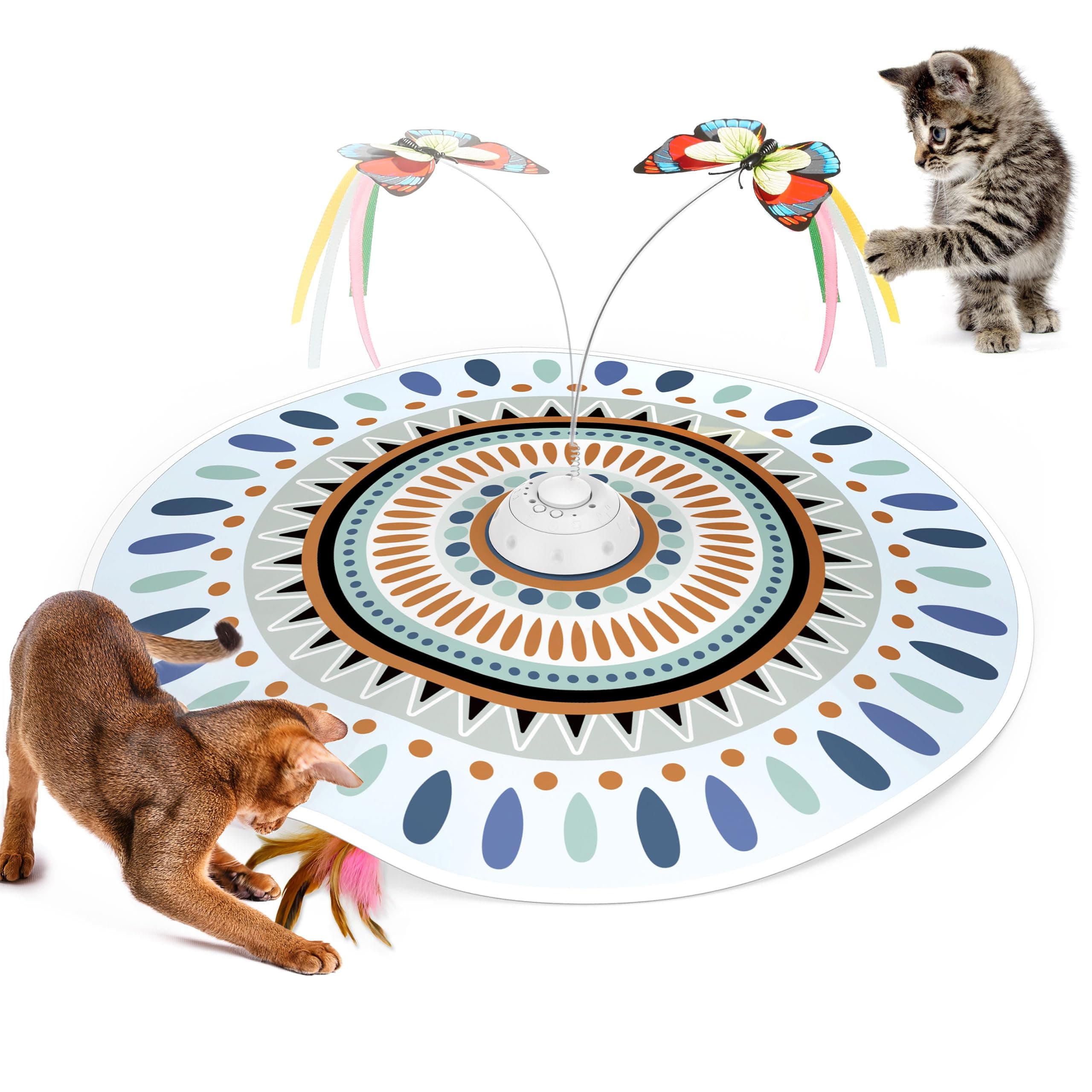 Potaroma Cat Toys Chargeable, 3in1 Hide and Seek for Kittens, Interactive Automatic Play, Fluttering Butterfly, Moving Wand Feather, Indoor Kitty Exercise 22.8 Inch Cover for All Breeds