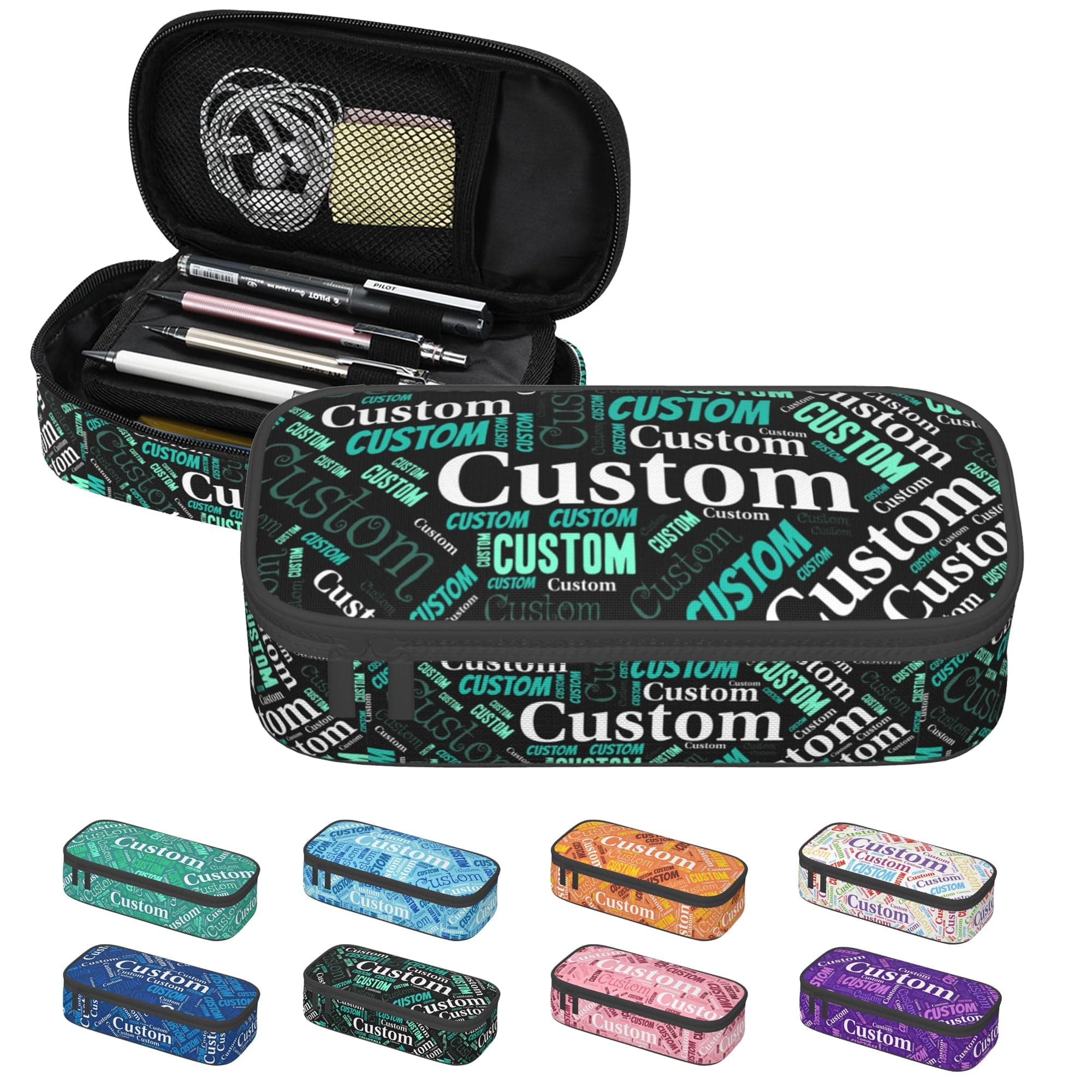 NoutAT Custom Pencil Case with Name, Personalized Pen Bag Add Your Image Text, Large Storage Students Stationery Pen Box with Zipper Durable Pencil Box for Girls Boys Office School