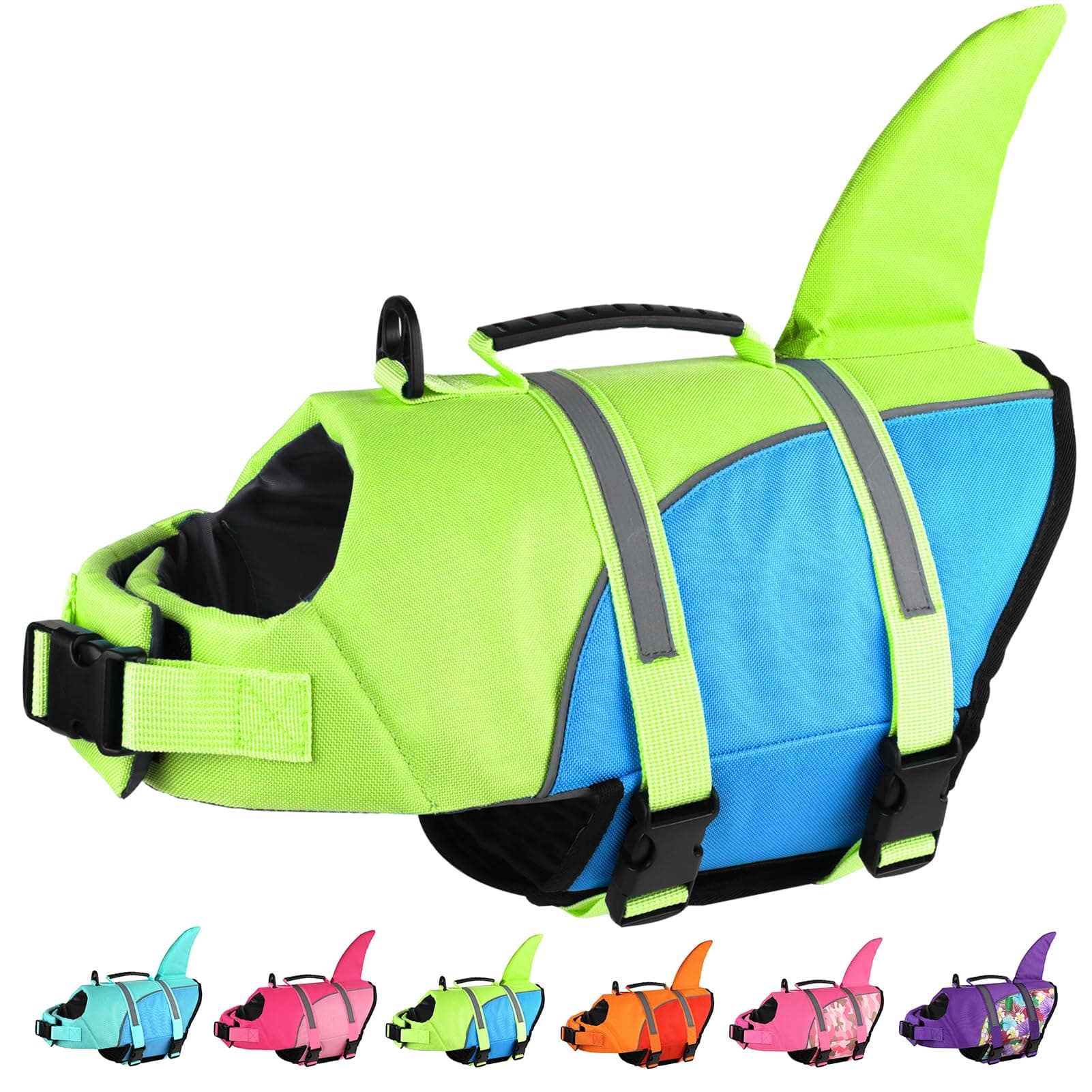Doglay Shark Ripstop Dog Life Vests for Swimming Boating with High Buoyancy and Rescue Handle, Adjustable Pet Flotation Vest for Small Medium Large Dogs