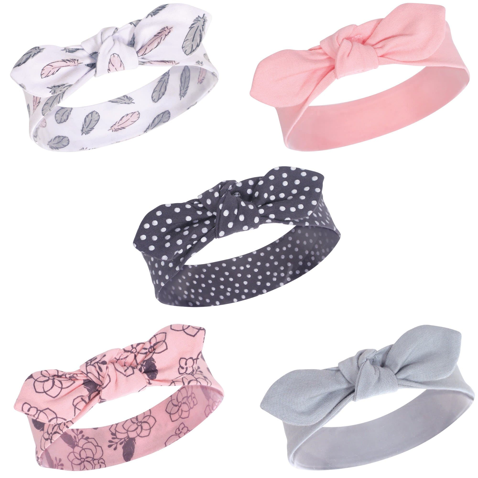 Yoga Sprout 3-Pack Headbands, Feather Floral 5 Pack, 0-24 Month