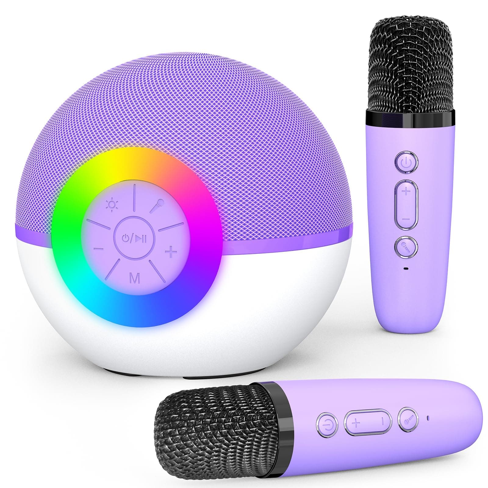 Mgaolo Mini Karaoke Machine for Kids Adults,Portable Bluetooth Speaker with 2 Wireless Microphones,Gift Toys for Boys Girls 3-12 Year Old Birthday Family Home Party Present (Purple 2mic)