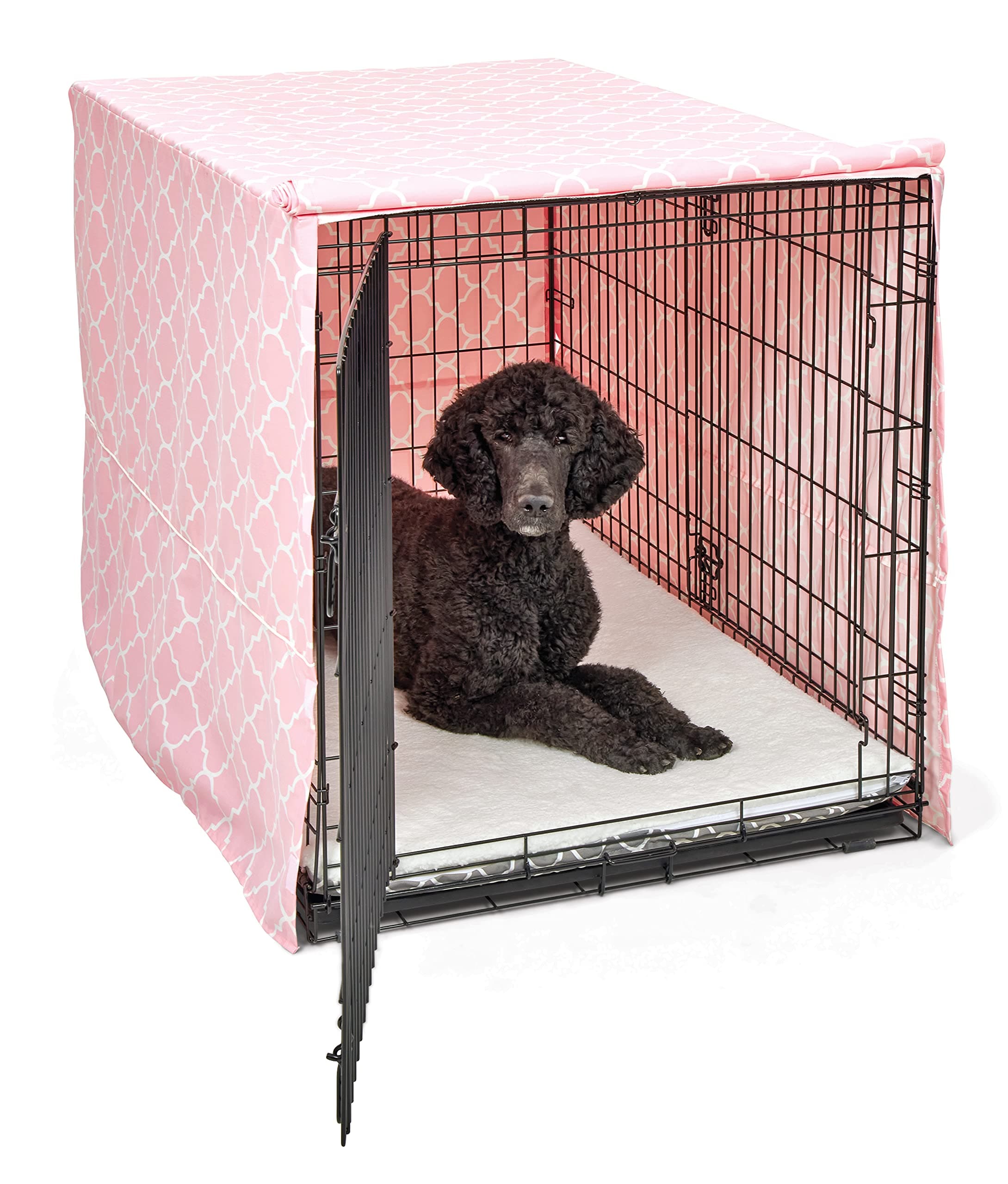 New World Dog Crate Cover Featuring Teflon Fabric Protector, Dog Crate Cover Fits All New World and Midwest Homes for Pets 121.92cm Long Dog Crates, Pink Designer Pattern, BCVR-48PKT