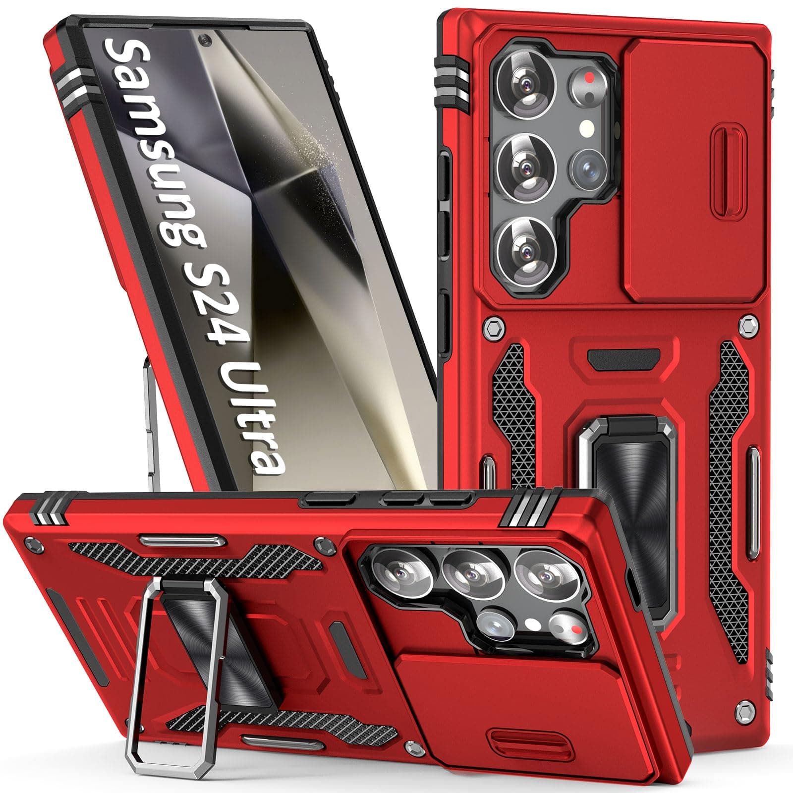 SEFING Red Phone Case for Samsung Galaxy S24 Ultra Case with Camera Cover