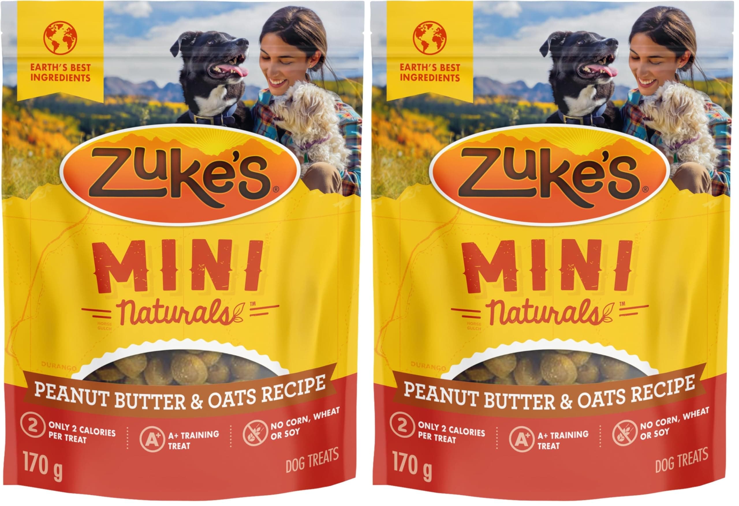 Zuke's Dog Treats, Mini Naturals Tender Bites Peanut Butter & Oats Recipe - 170 g Pouch (2 Pack)