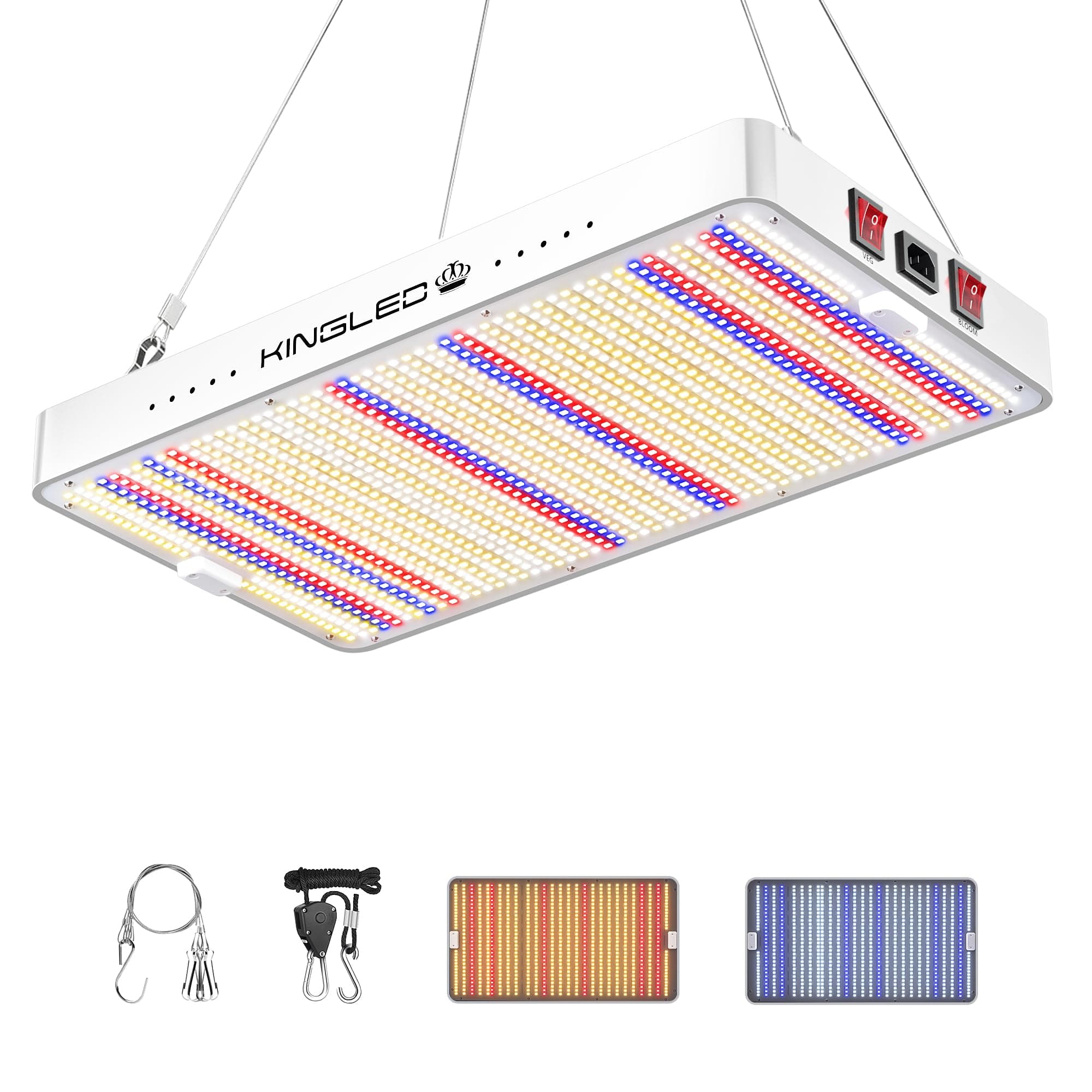 KingLED King Plus 3000W LED Grow Light Full Spectrum Greenhouse Indoor Plant Veg Flower (Dual-Chip 10w LEDs)……