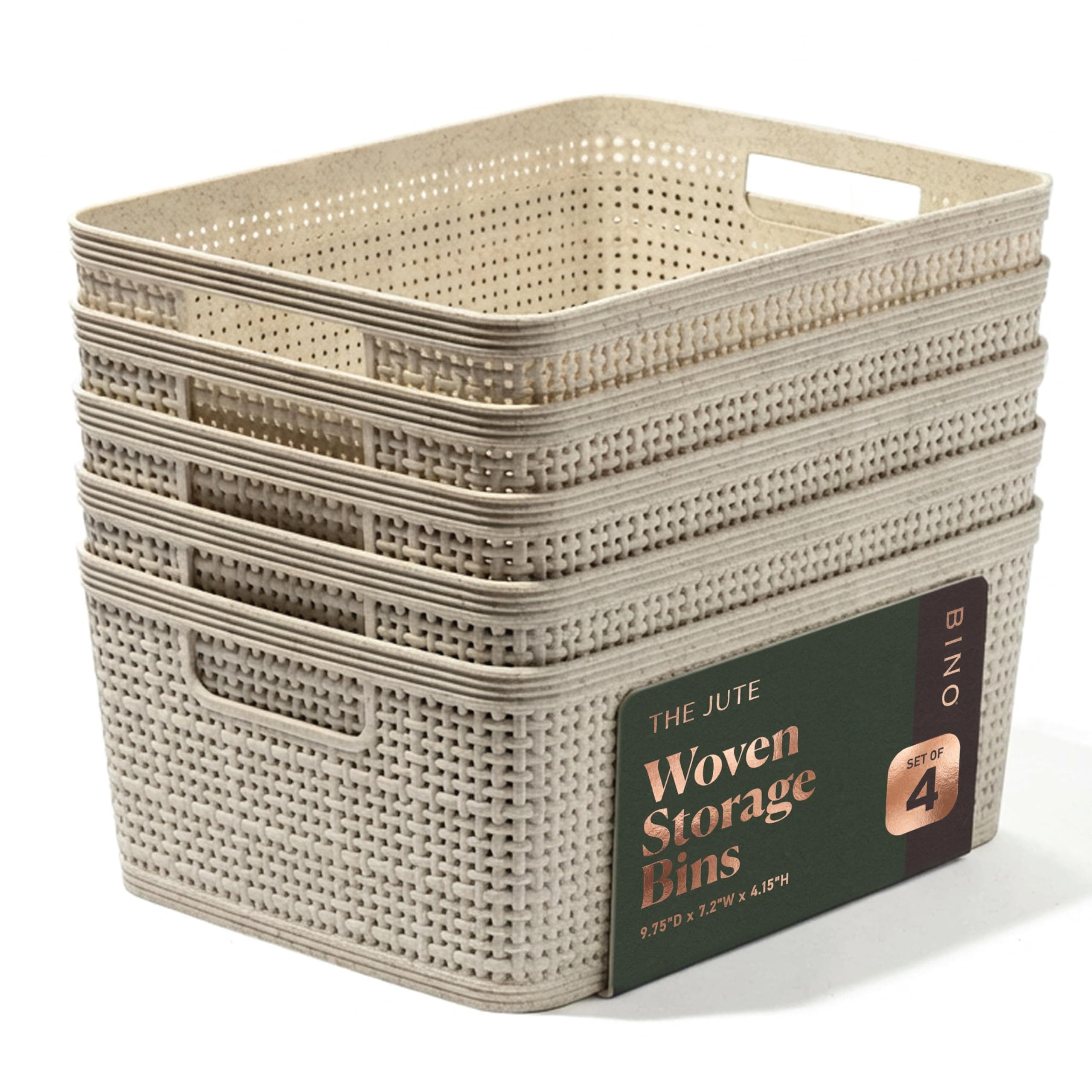 5PK SM 10X7X4 JUTE RATTAN BASKET KITCHEN IN WHEAT STRAW