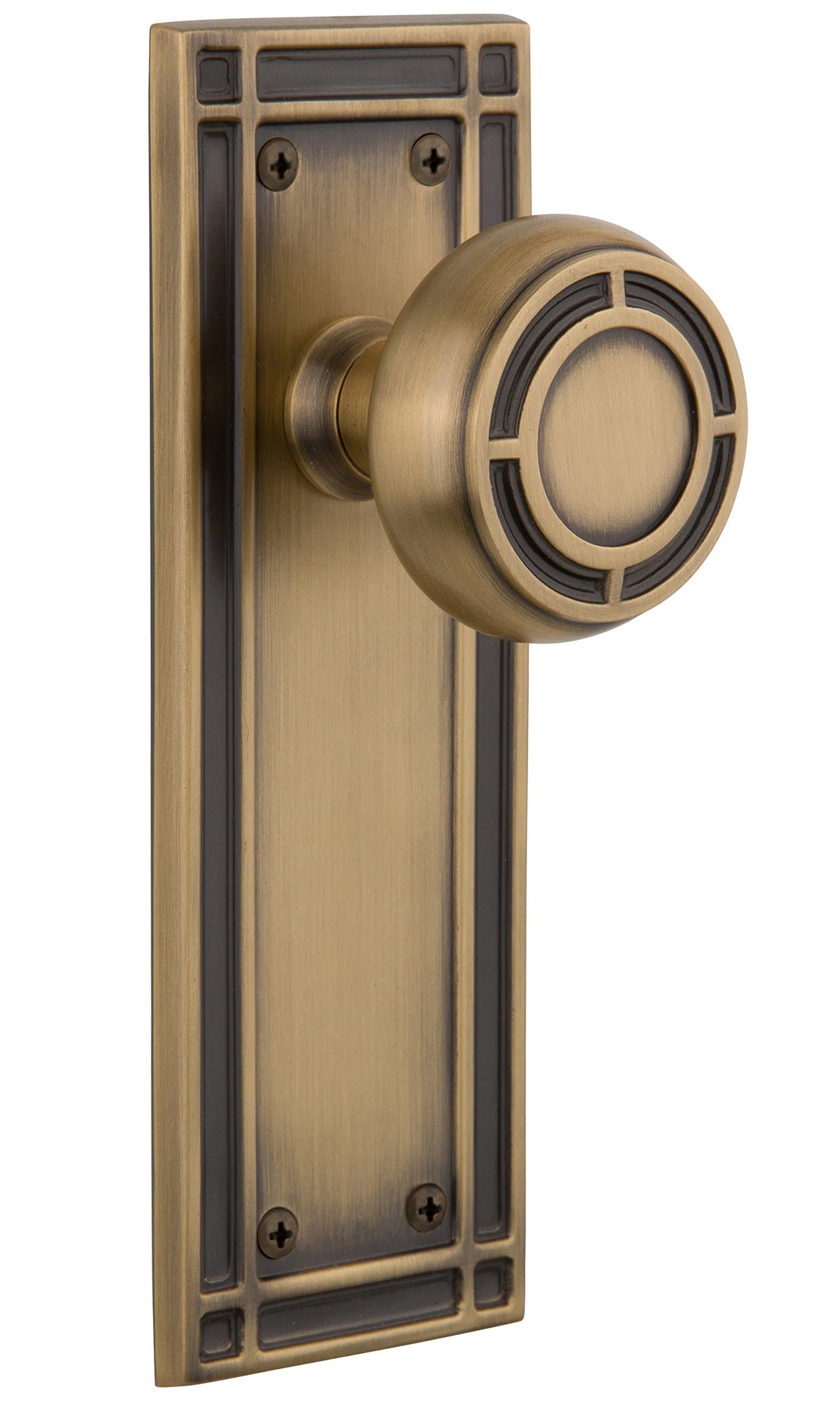Nostalgic Warehouse Mission Plate with Mission Knob, Passage - 2.375", Antique Brass