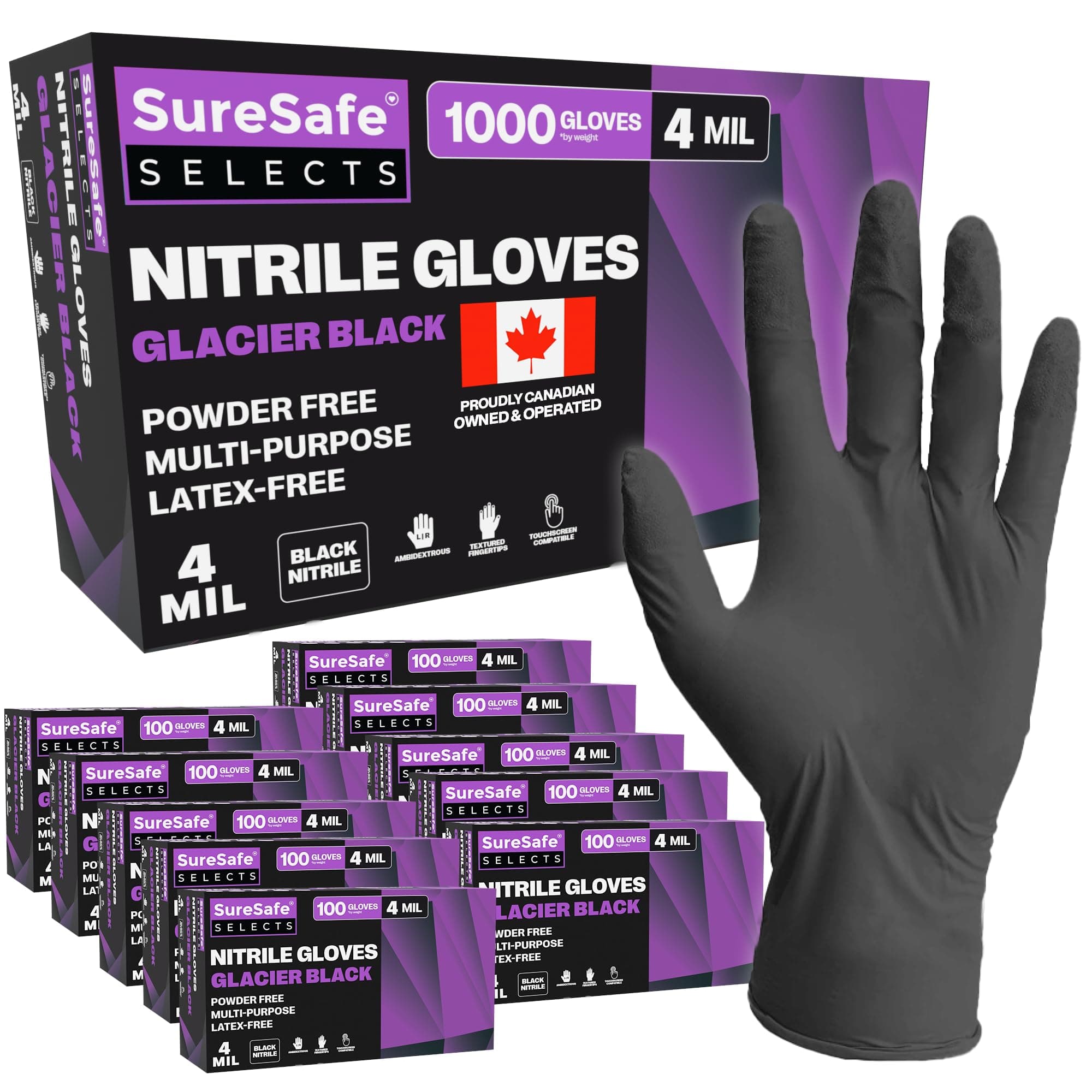 Black Nitrile Gloves Medium, 4 Mil Powder-Free Latex-Free, 1000 Count