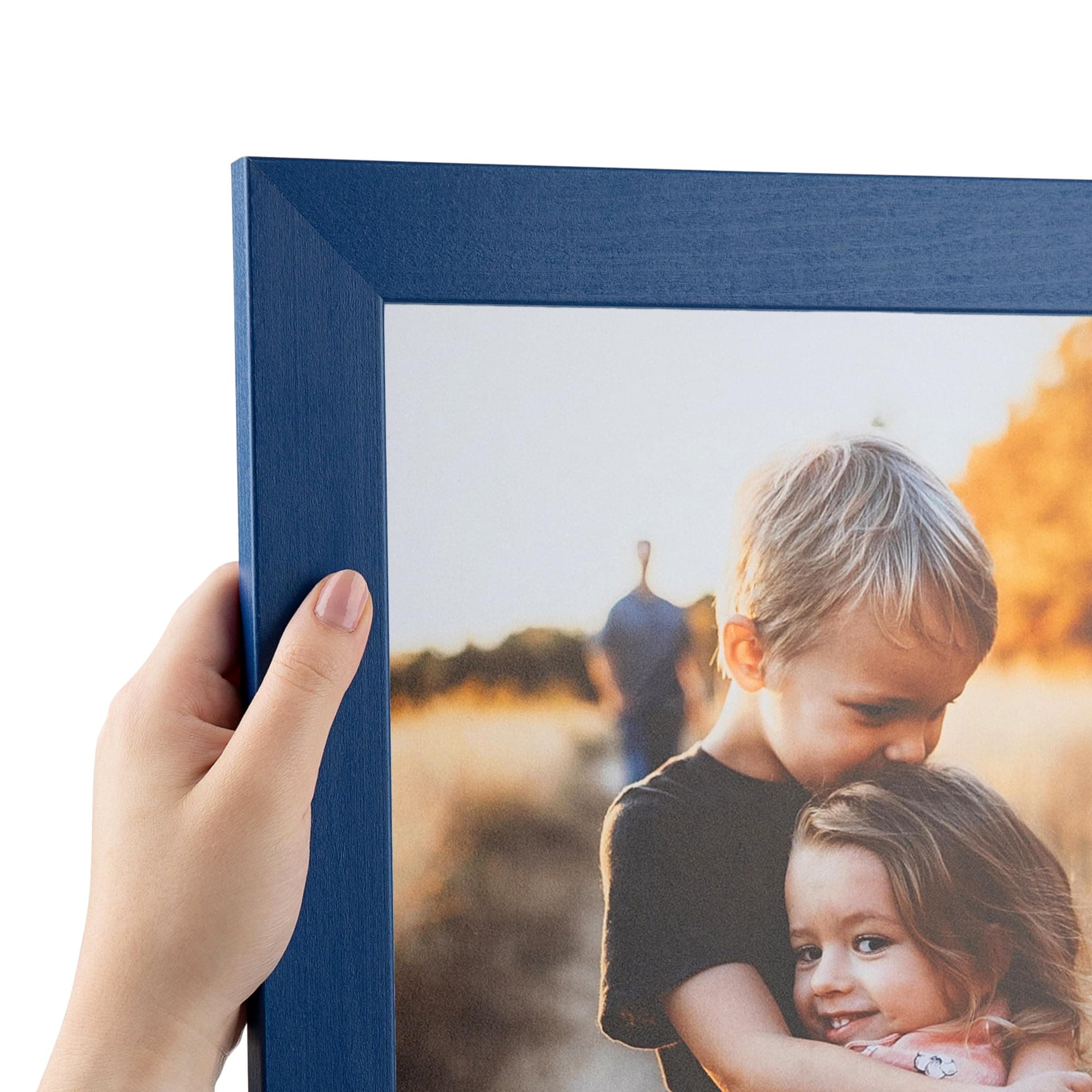 ArtToFrames 14x28 inch Blue Stain on Beech Wood Picture Frame, 2WOM0066-81792-YBLU-14x28