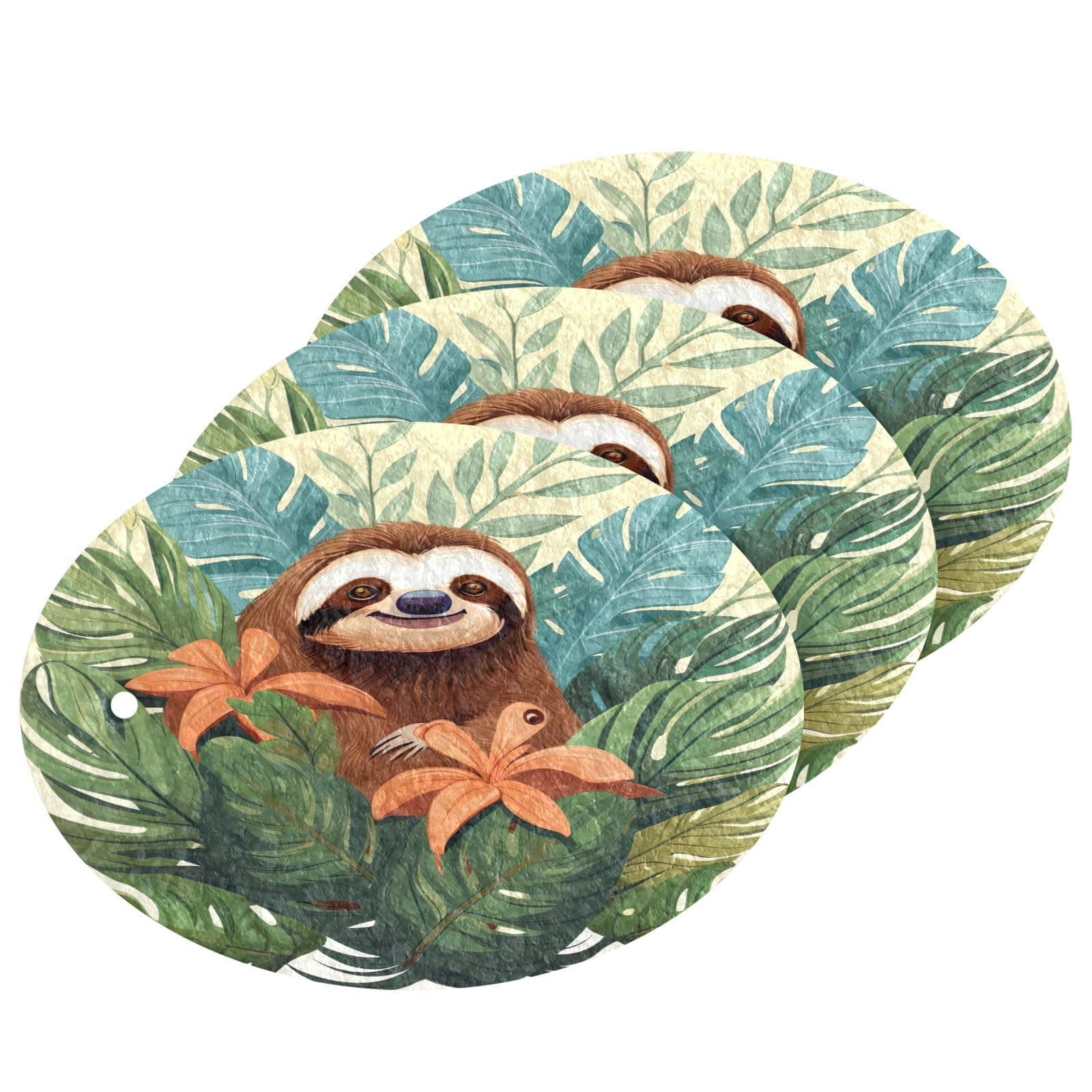 Sloth Palms Dish Sponges Kitchen Soft Scrub Sponges Non Scratch Cleaning Sponges for Dishes Household Cleaning Supplies Bathroom 3 Pack