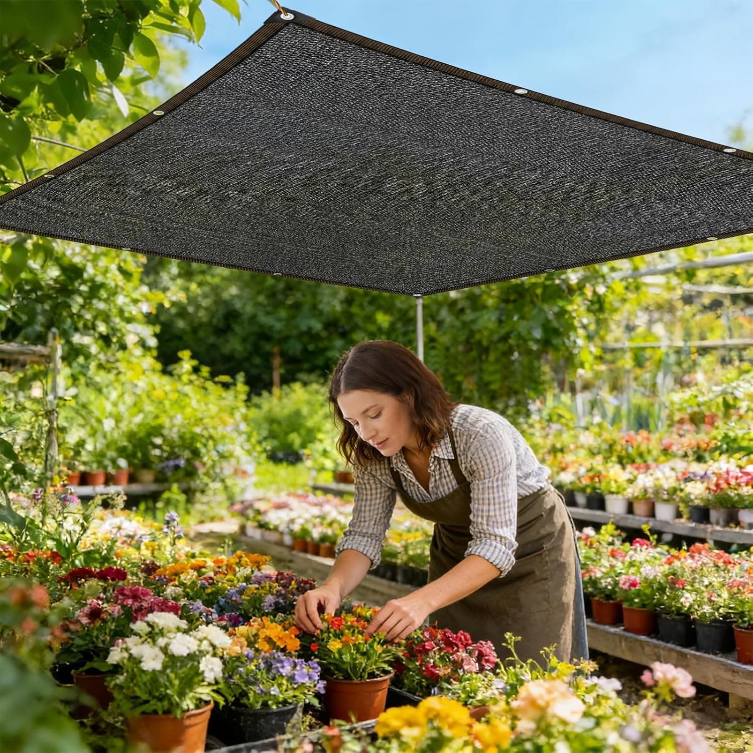 TOTOZAKUL Shade Cloth - Garden Mesh Netting Black-10x16 FT,with Grommets Outdoor Sun Cover for Pergola Patio Plants Greenhouse Chicken Coop Shading Rate 70-90% Sunblock Net Patio,Shade Sails Lawn