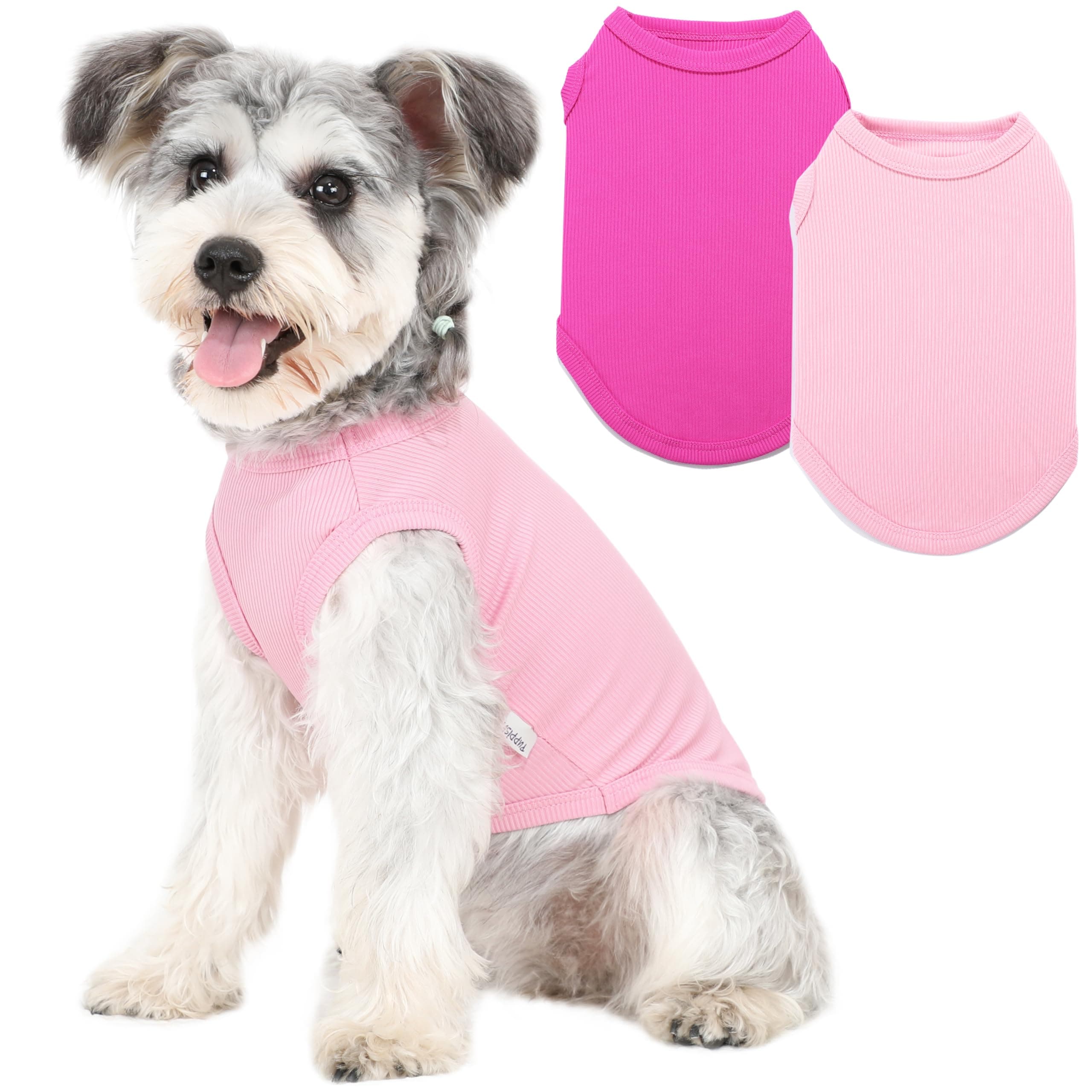 2 Pack Dog Clothes for Small Dogs Summer Dog Shirt Vest Girl Boy Lightweight Puppy T-Shirts Blank Soft and Cool Pet Clothing Sleeveless Medium Large Dog Outfit (Pink+D-Pink, XX-Large)