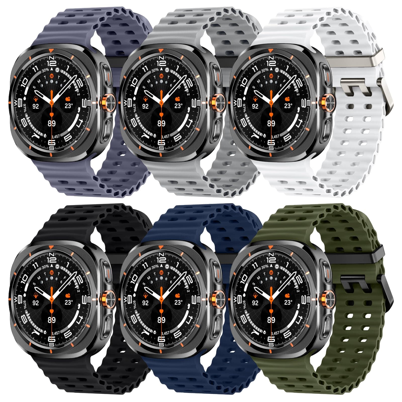 Acextro 6 Pack Marine Sport Band Compatible with Galaxy Watch Ultra Bands