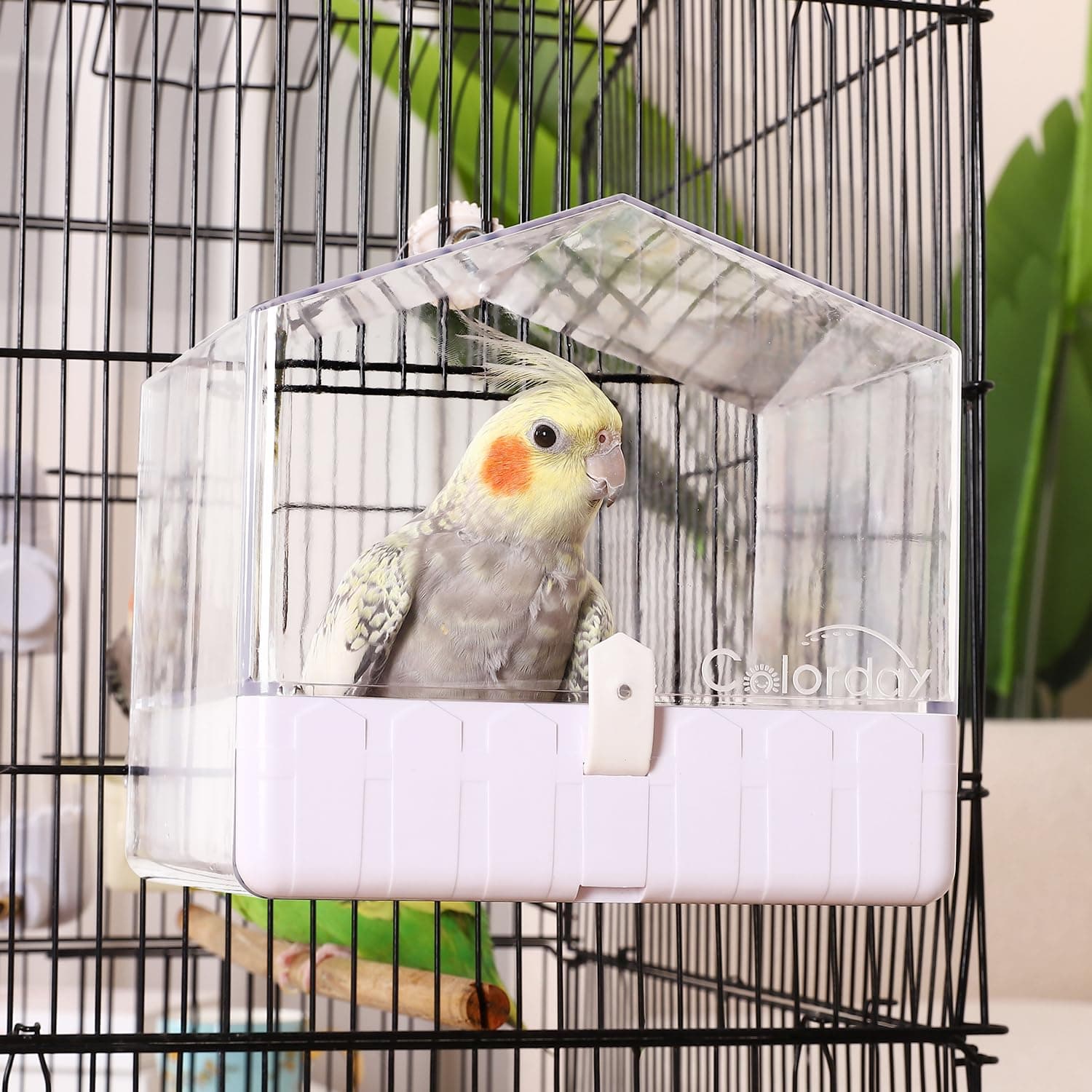 Colorday Hanging Bird Bath for Cage, Pet Parrot Bath, 6.7X6.7X7.74 inch