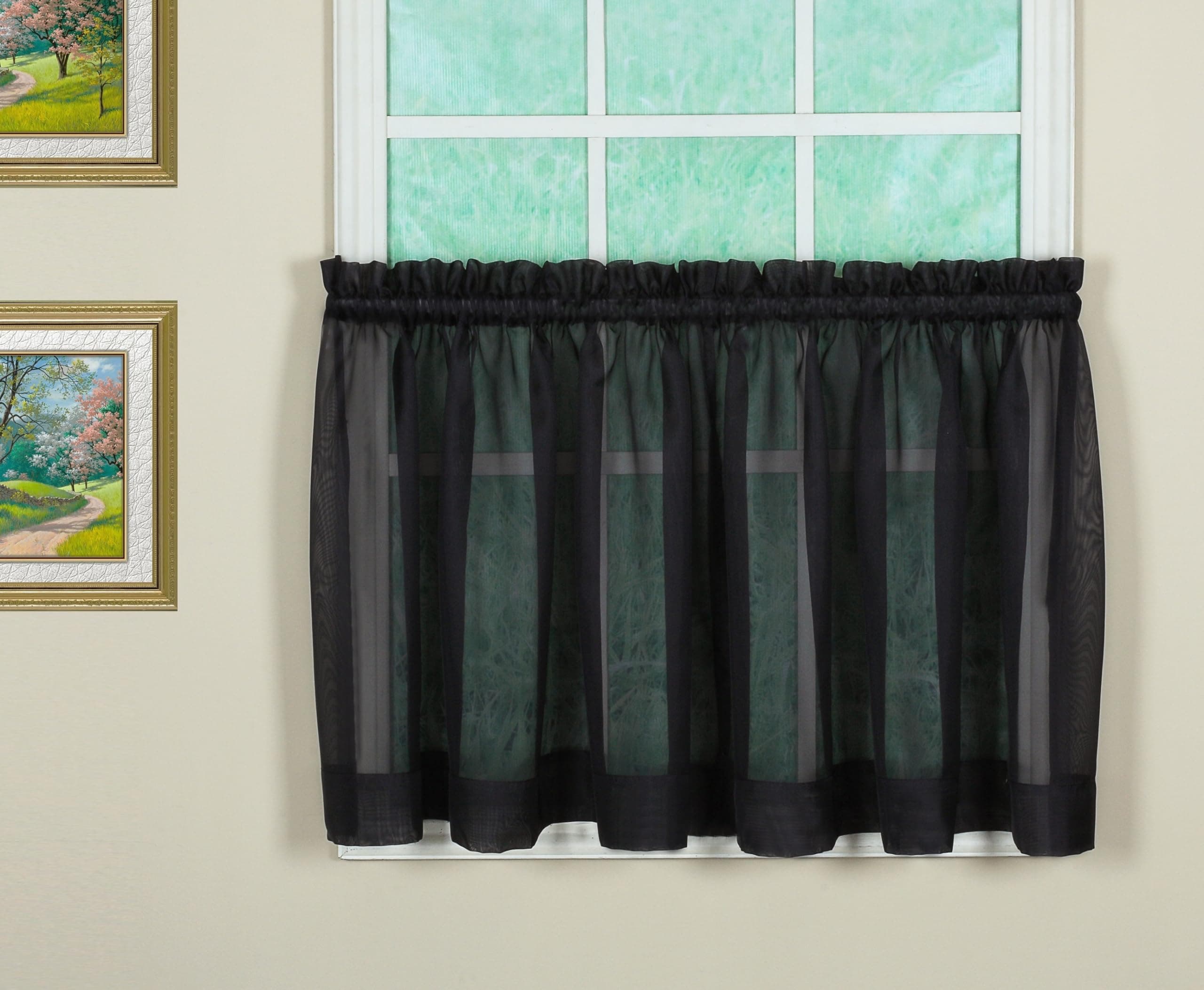 Today's Curtain Emelia Original Voile Tier Pair 24", Black, 60"W x 24"L