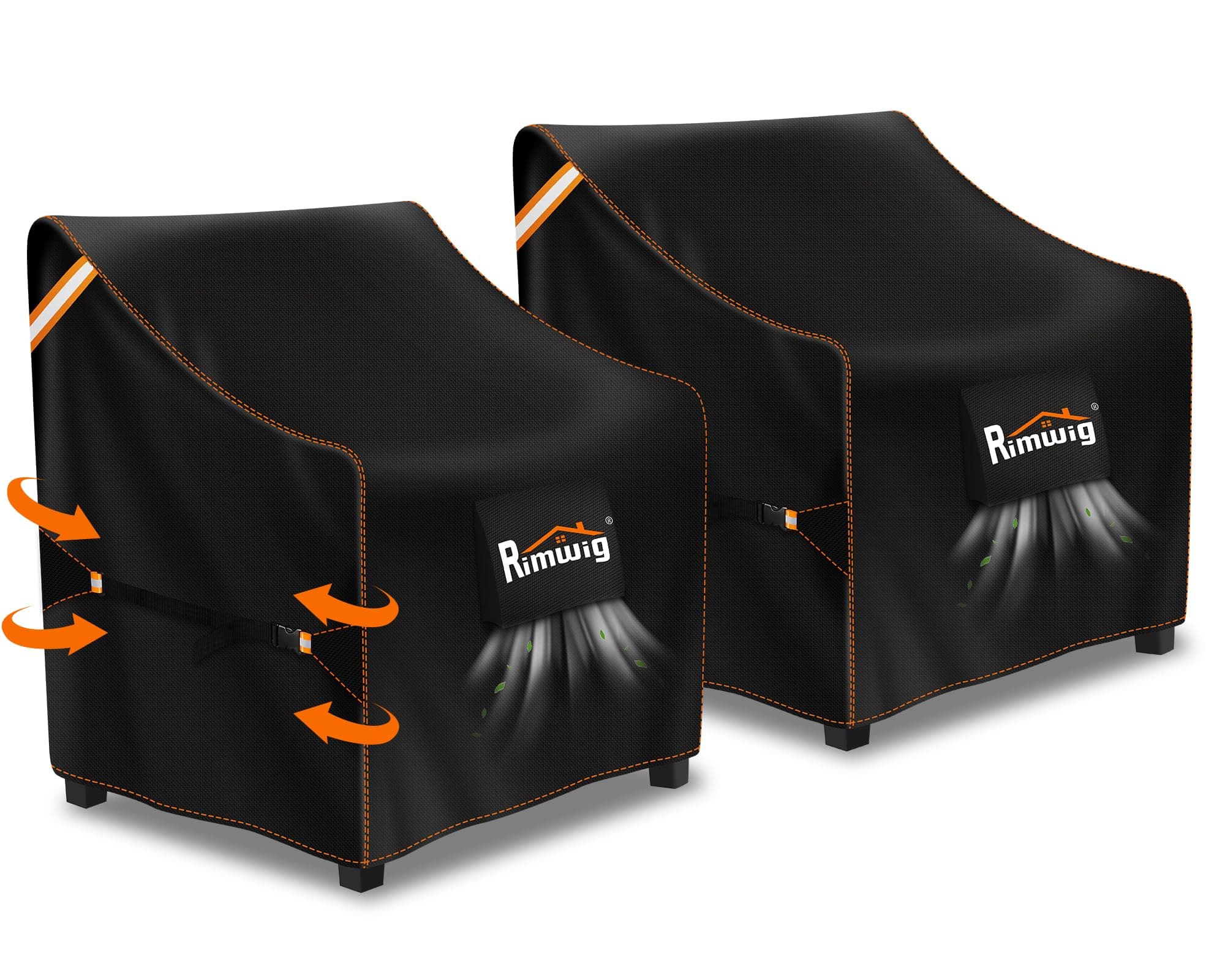 Rimwig Patio Chair Covers 2 Pack, Waterproof Outdoor Chair Covers, Heavy Duty Wicker Swivel Chair Covers for Garden Lawn 35" W x 38" D x 31" H housse Chaise exterieur