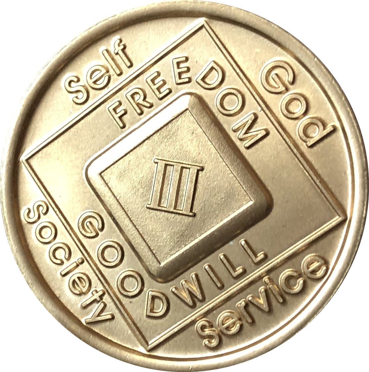 NA Medallion Official Narcotics Anonymous Bronze Chip Year 1-30, Brass