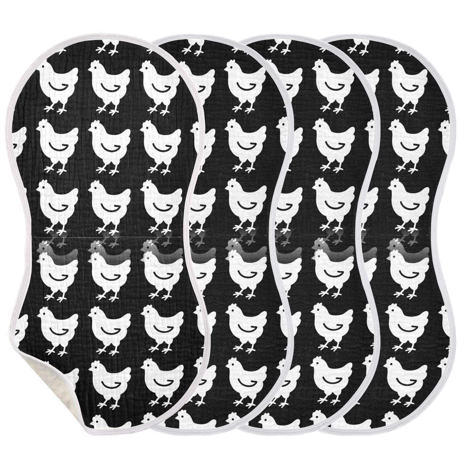GOODOLD Chicken Silhouette Muslin Baby Burp Cloths - Super Absorbent and Soft Burping Rags - Cotton Burp Clothes Set for Boys and Girls, 4 Pack