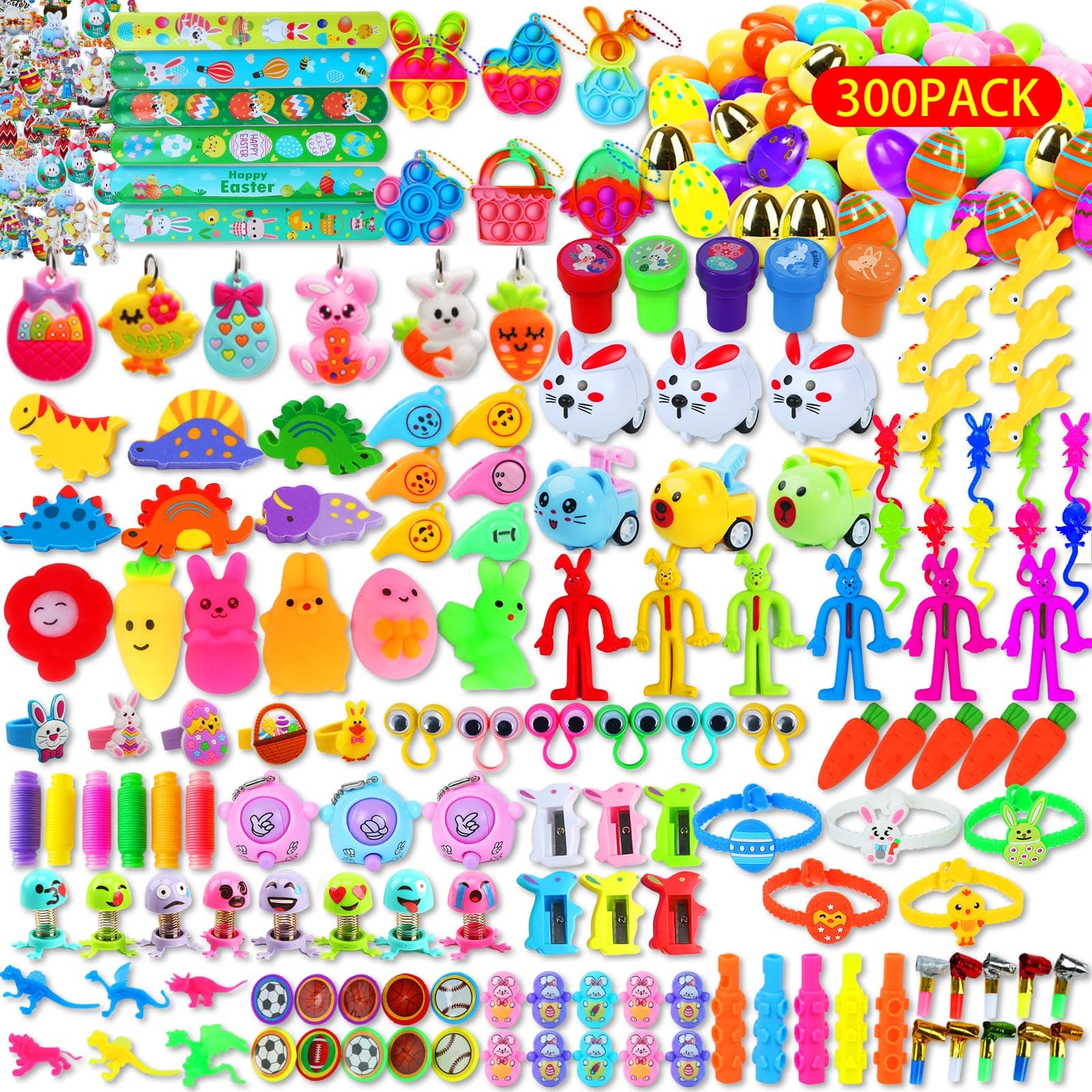 Wuridiwa 300 Easter Eggs with Toys Inside, Fillings for Easter Baskets, Easter Party Memories for Children, Carnival Treasure Prizes, Classroom Events, Hue Search